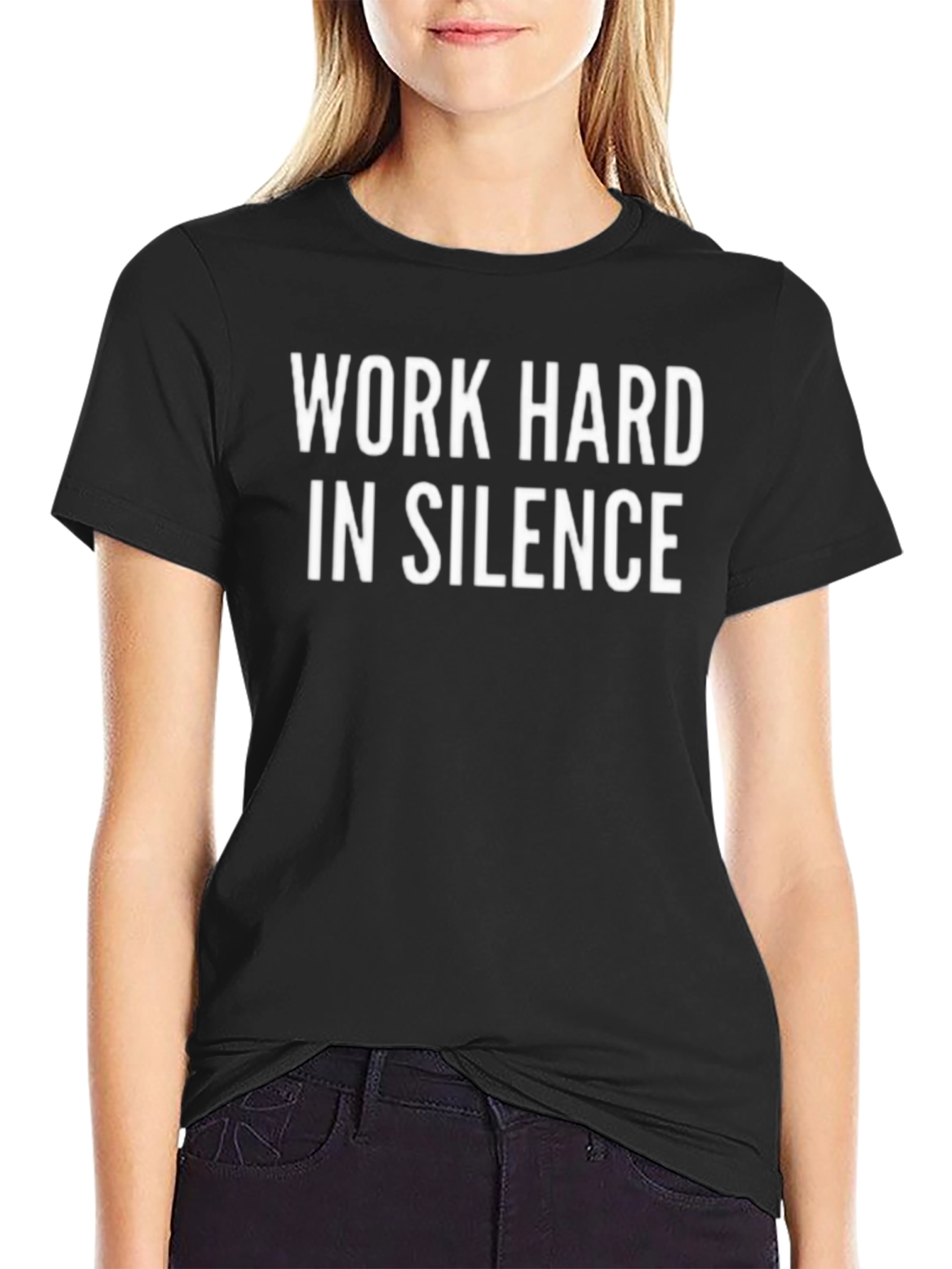Work Hard in Silence Black Graphic Tee