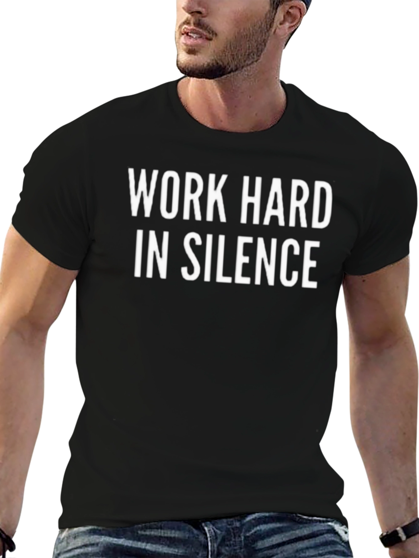 Work Hard in Silence Black Graphic Tee