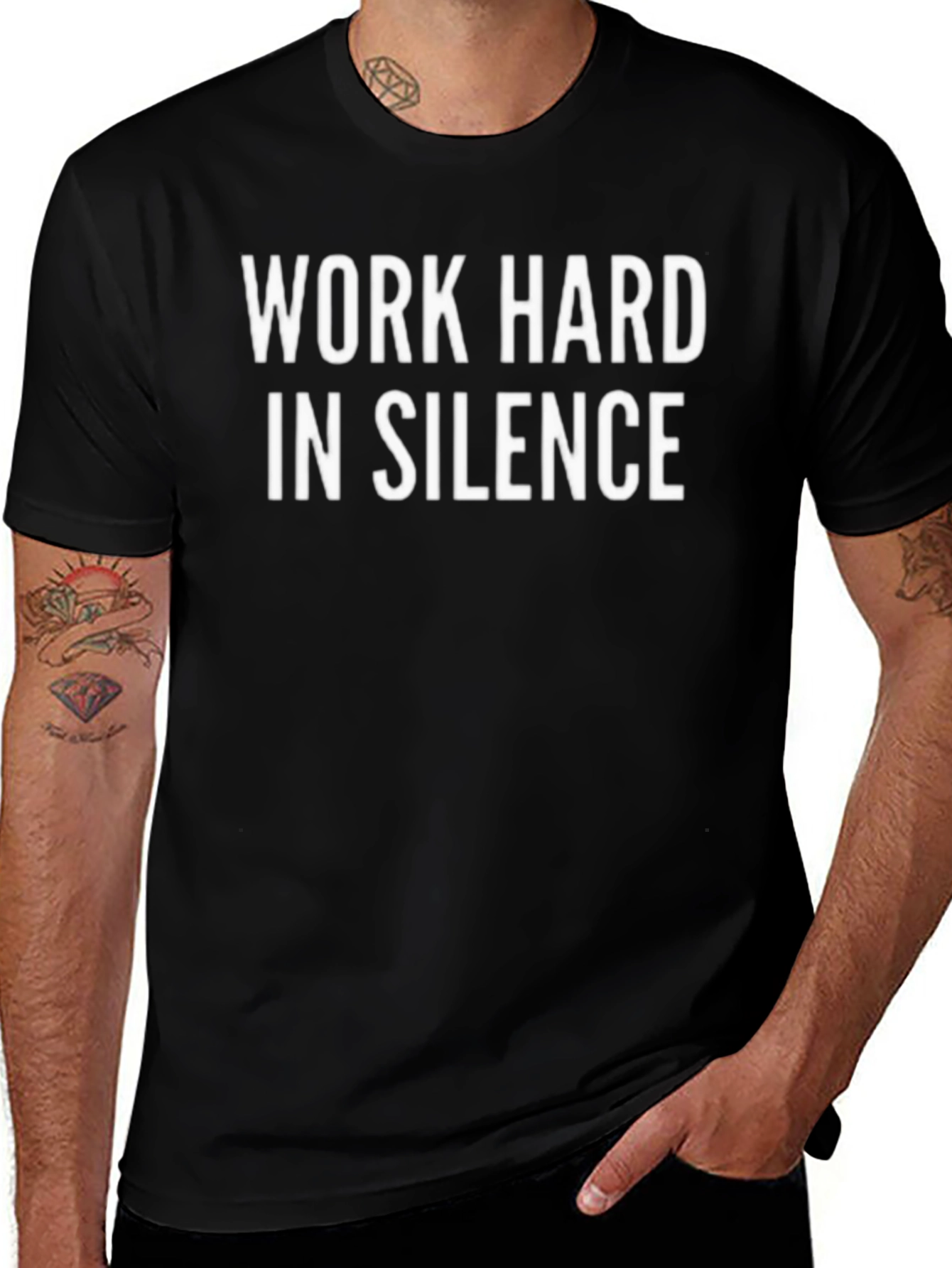 Work Hard in Silence Black Graphic Tee