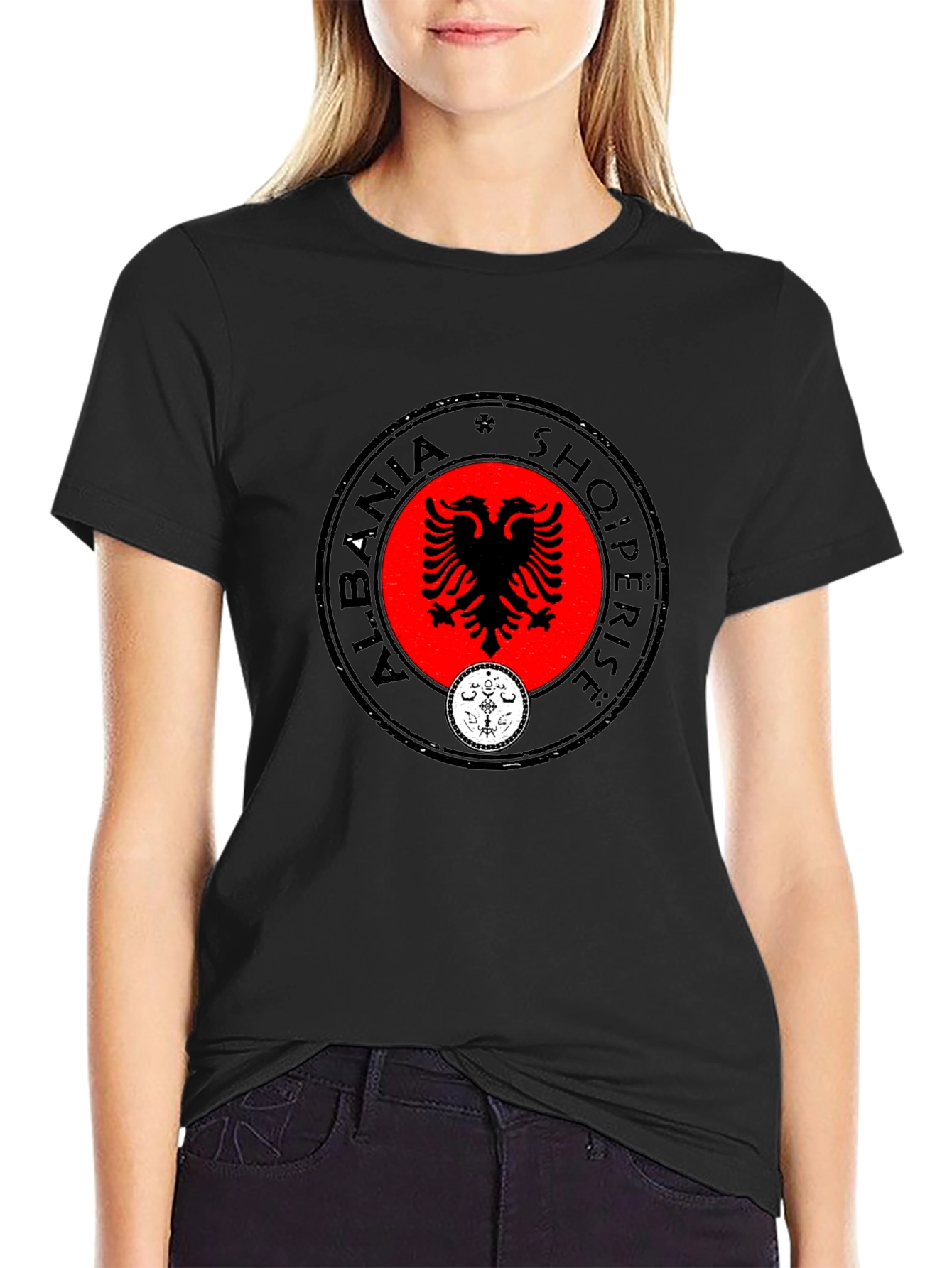 Albania Eagle Emblem Black T-Shirt