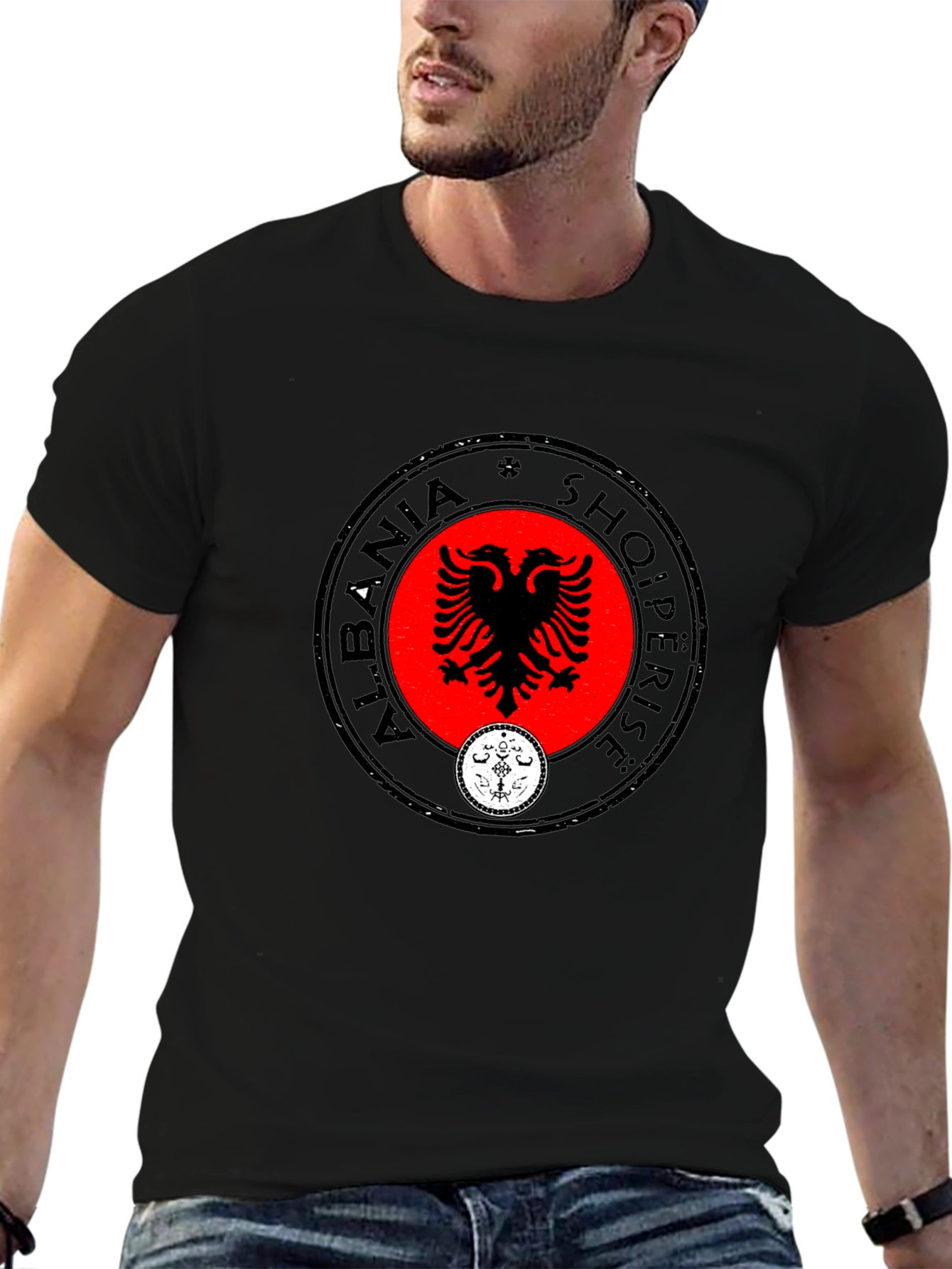 Albania Eagle Emblem Black T-Shirt