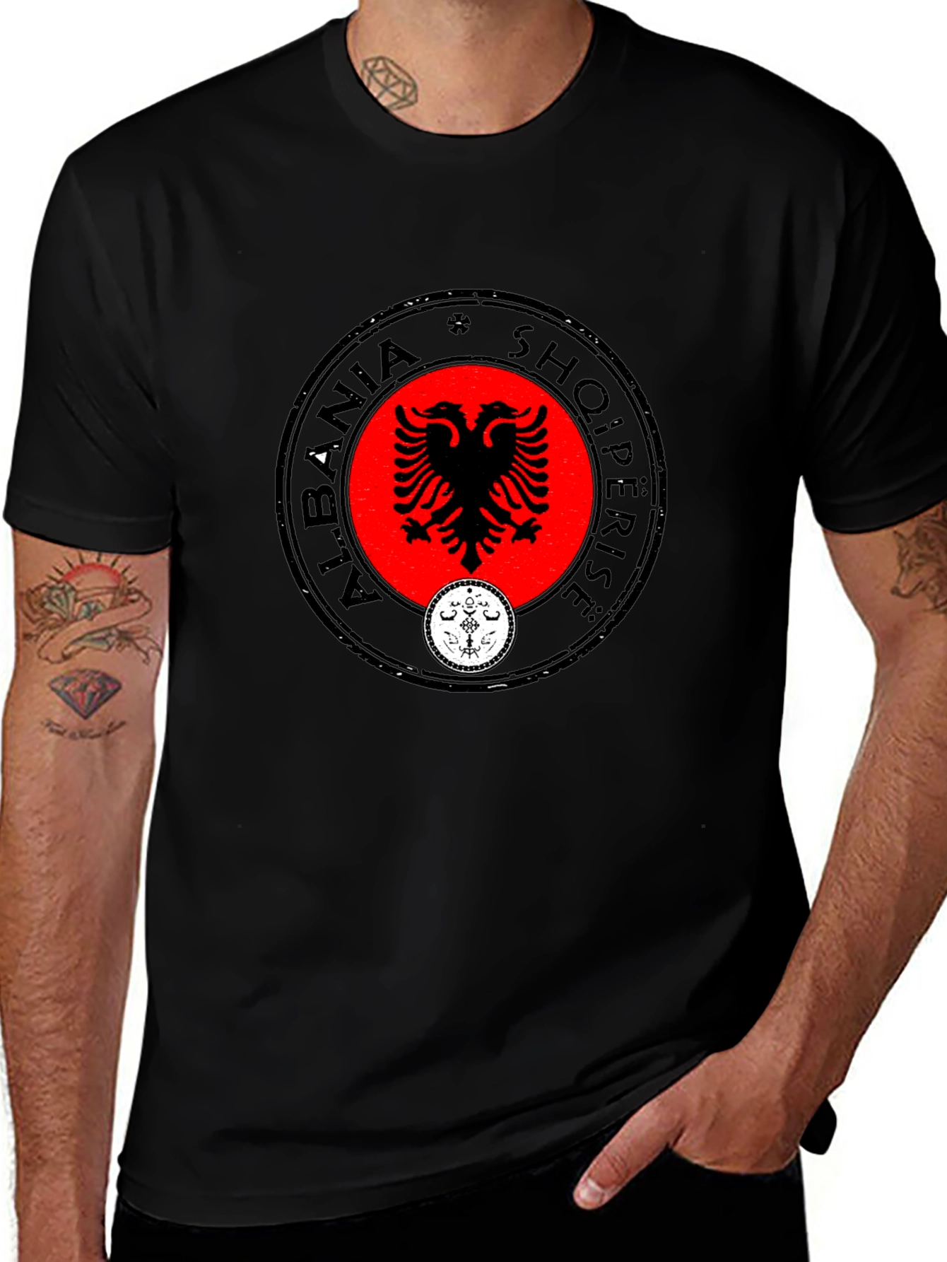 Albania Eagle Emblem Black T-Shirt