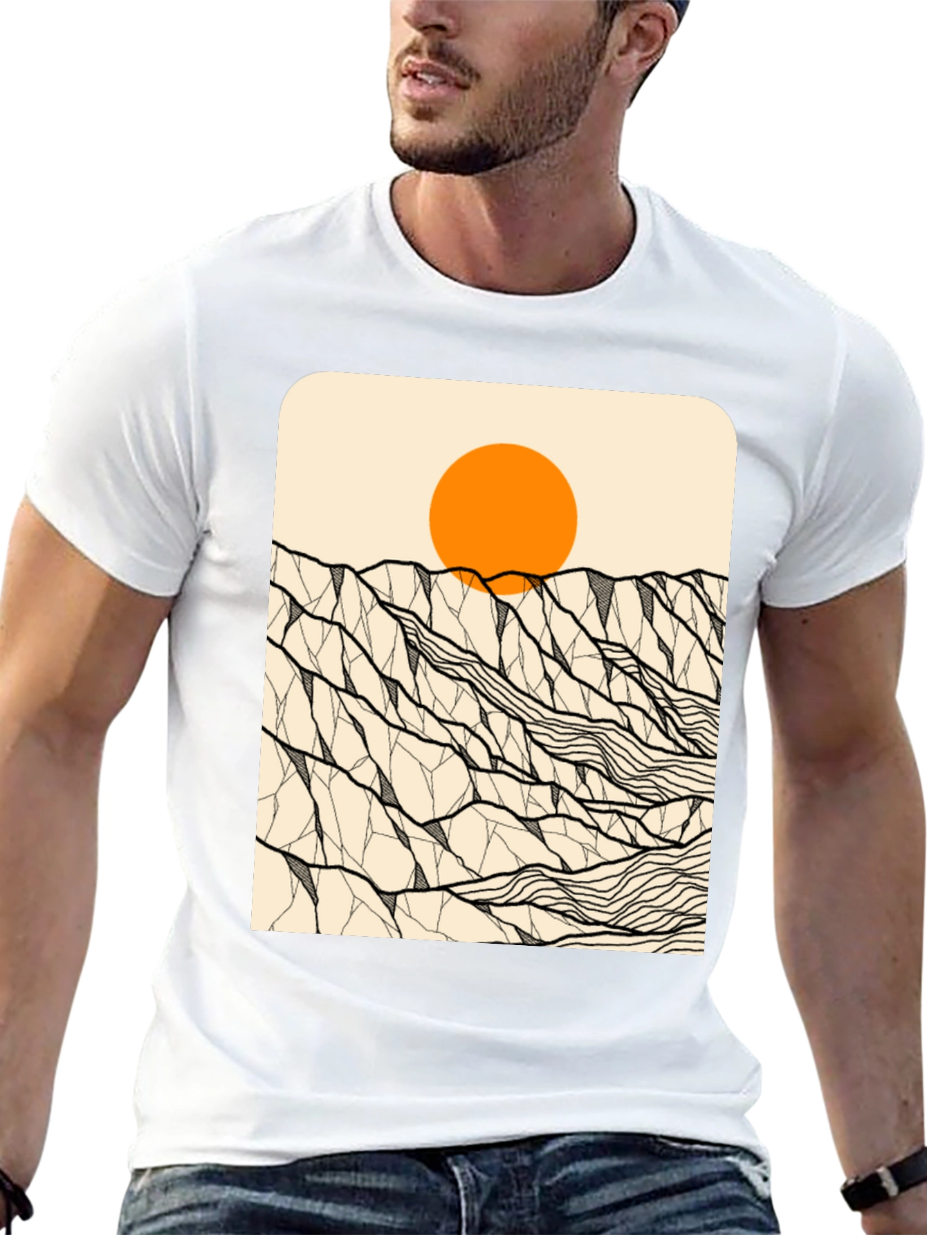 Geometric Mountain Sunset Graphic Tee
