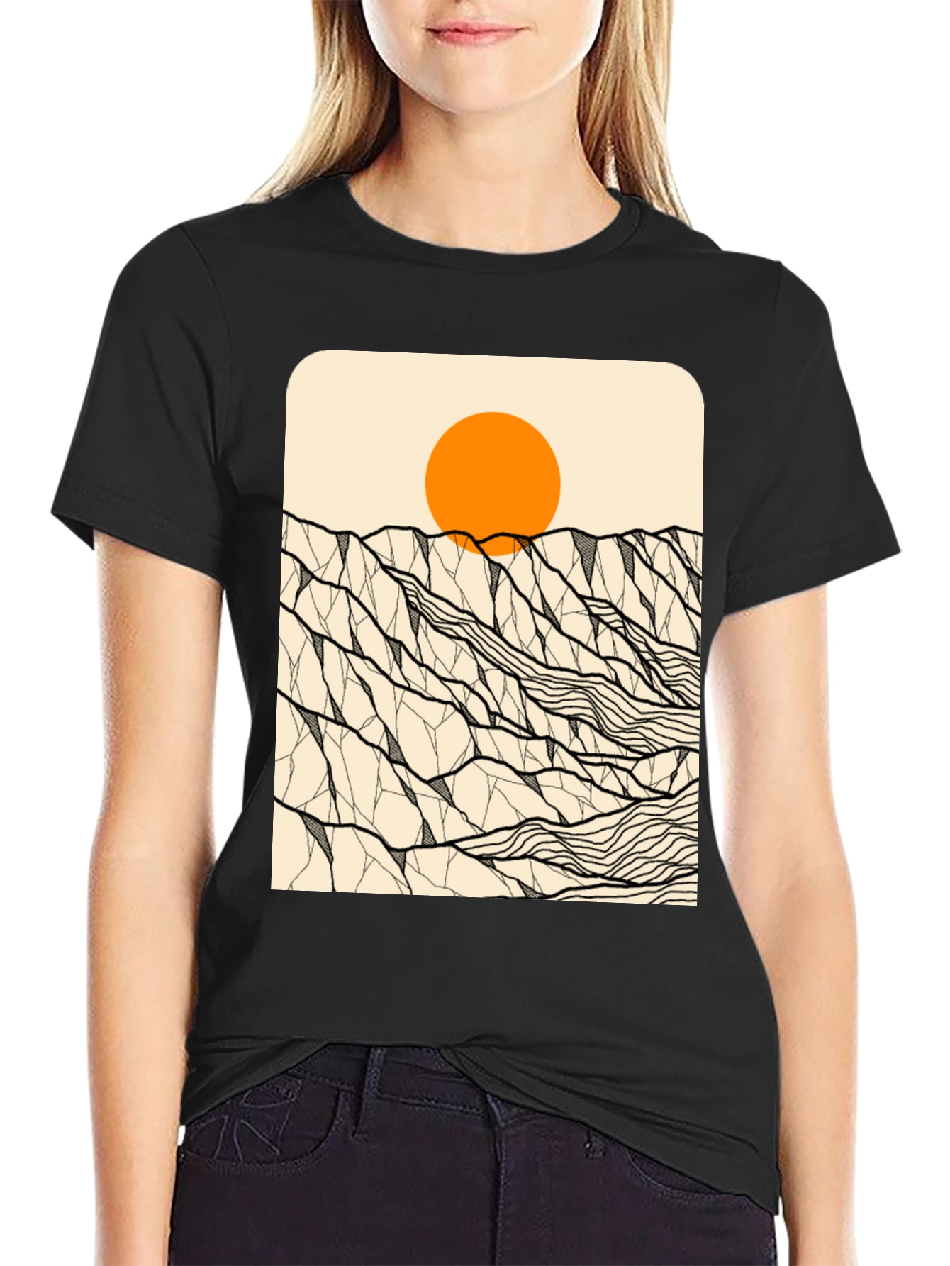 Geometric Mountain Sunset Graphic Tee