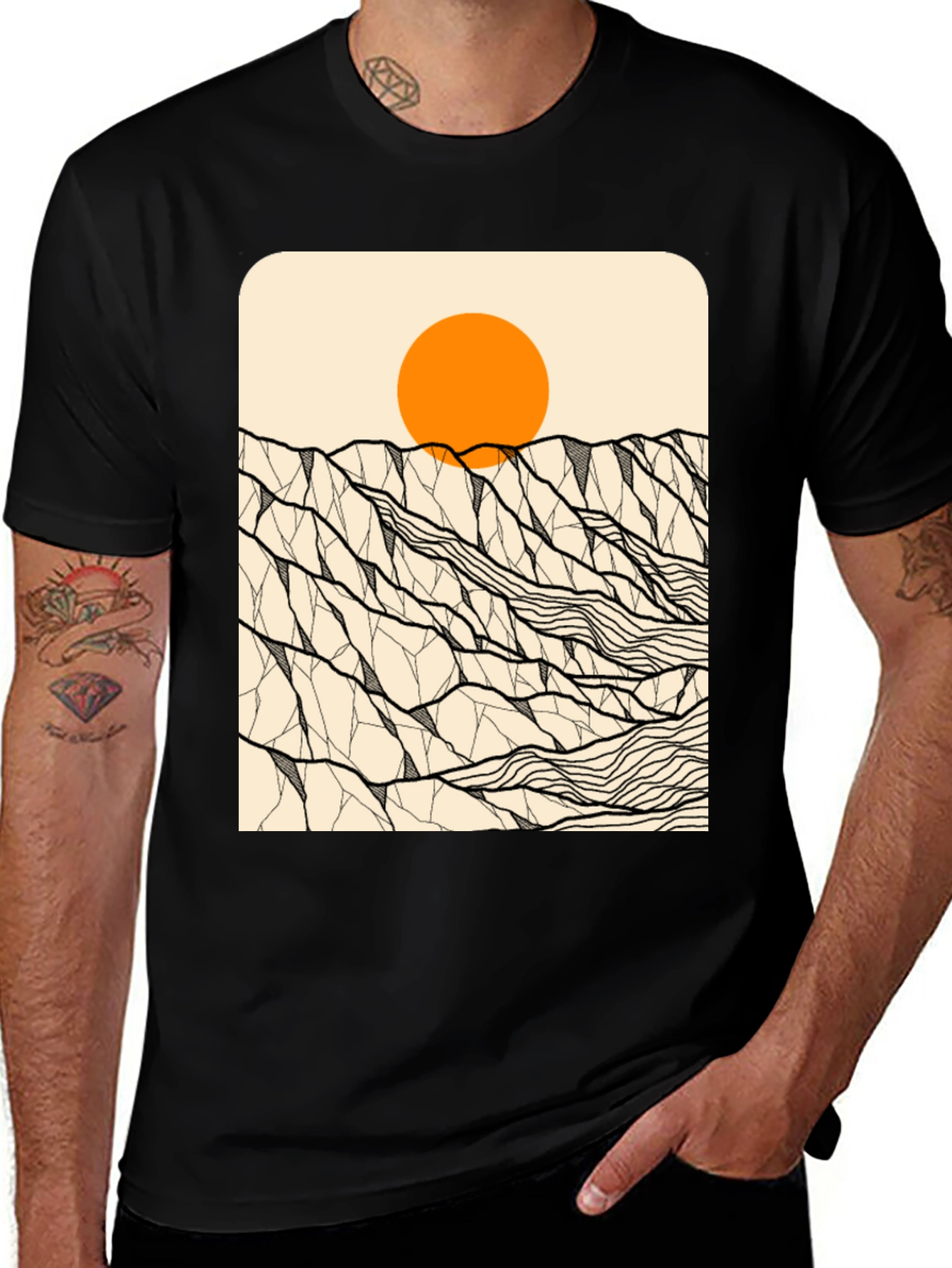 Geometric Mountain Sunset Graphic Tee