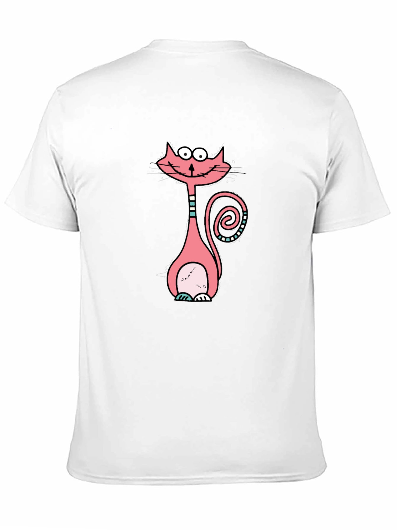 Funny Cartoon Cat Graphic Tee - Black Cotton T-Shirt