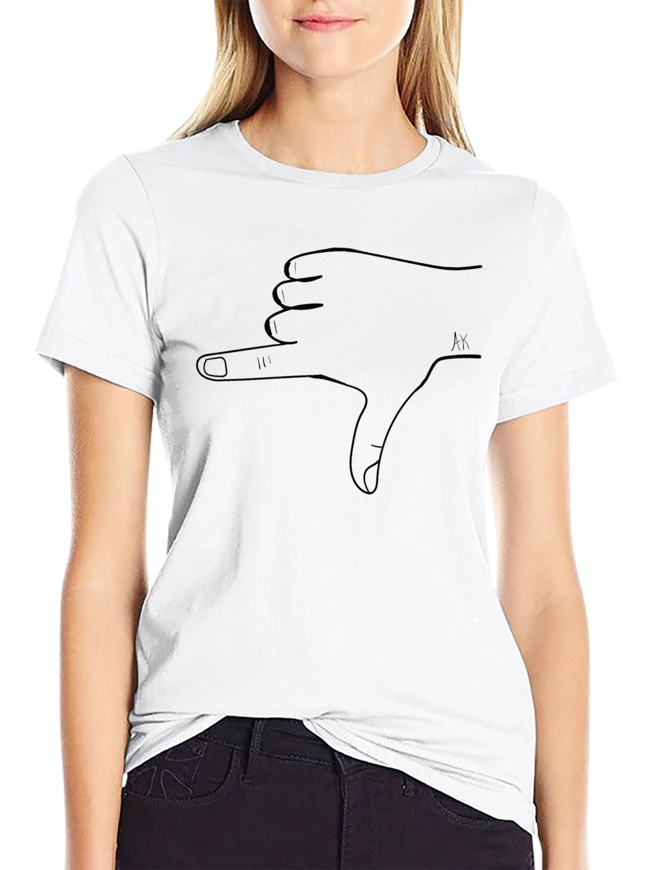 Thumbs Down Hand Gesture Graphic Tee - Black