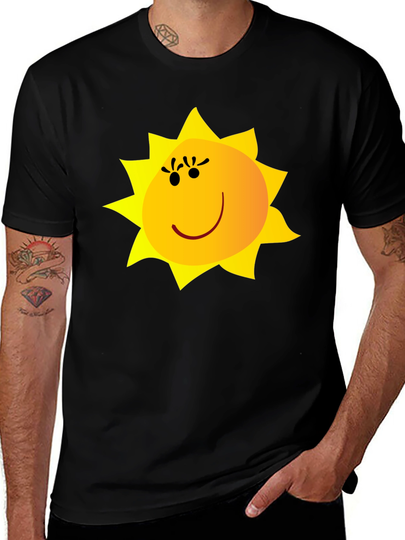Happy Sun Graphic Tee - Black Cotton Blend
