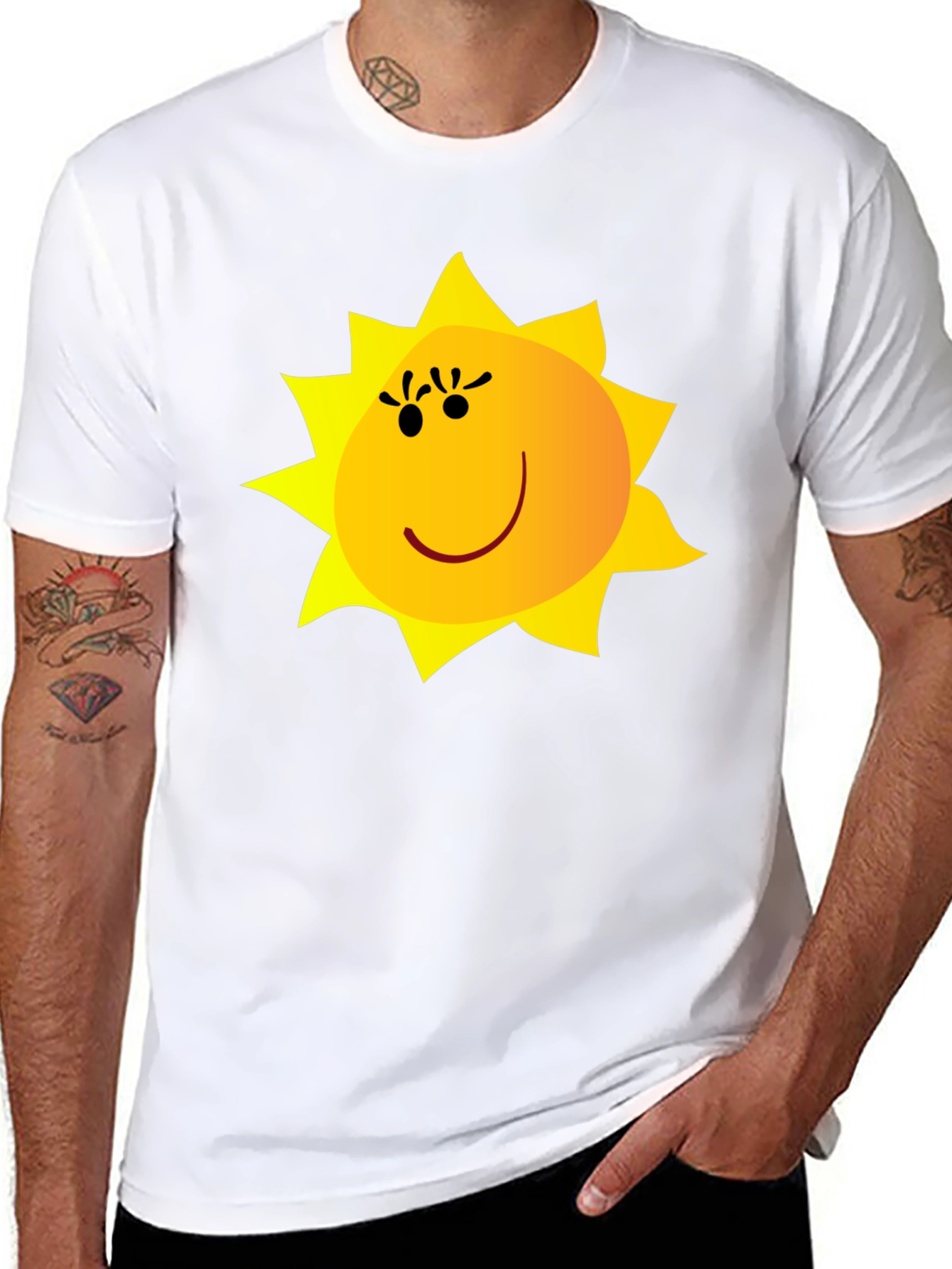 Happy Sun Graphic Tee - Black Cotton Blend