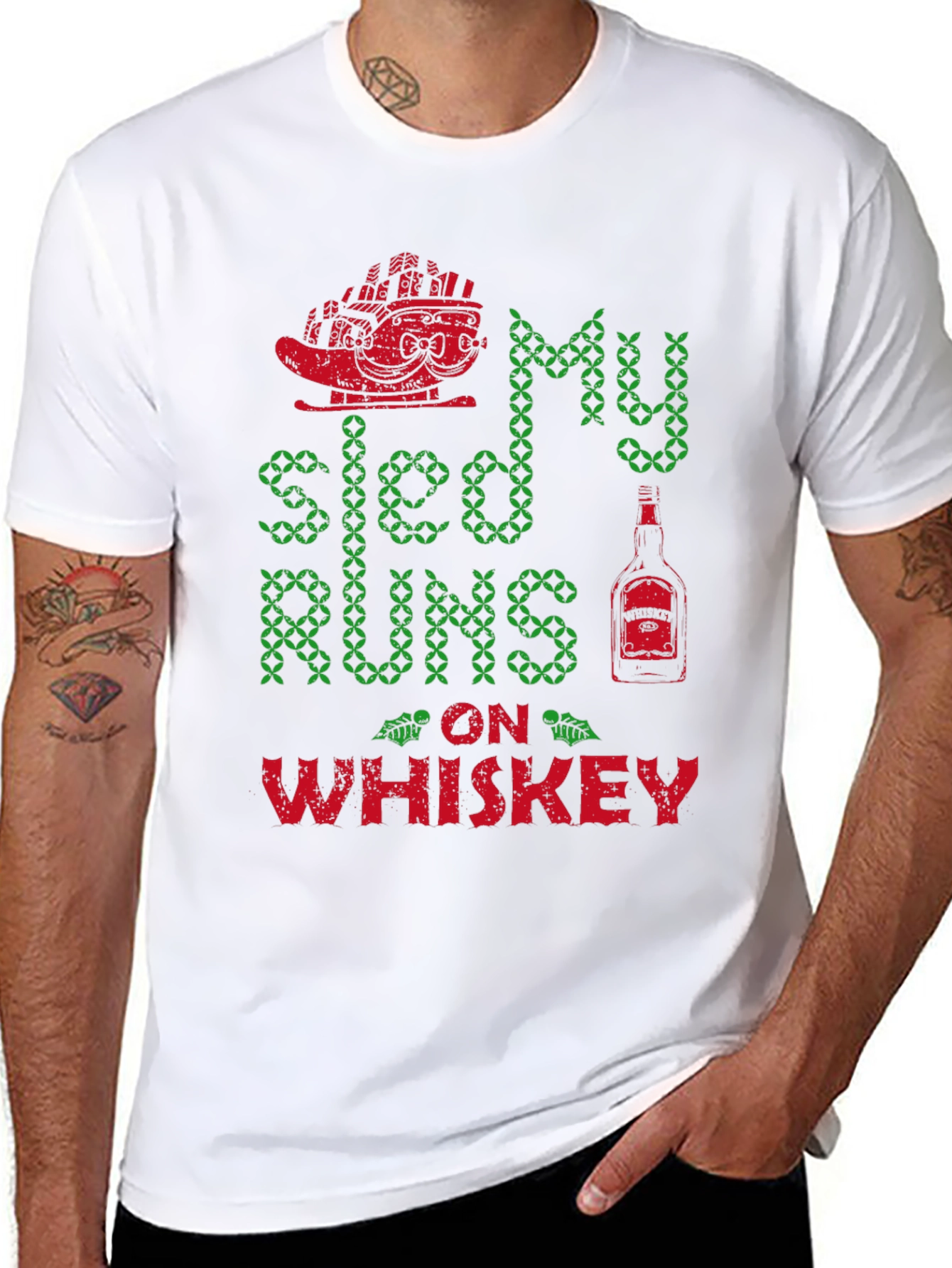 My Sled Runs on Whiskey Graphic T-Shirt