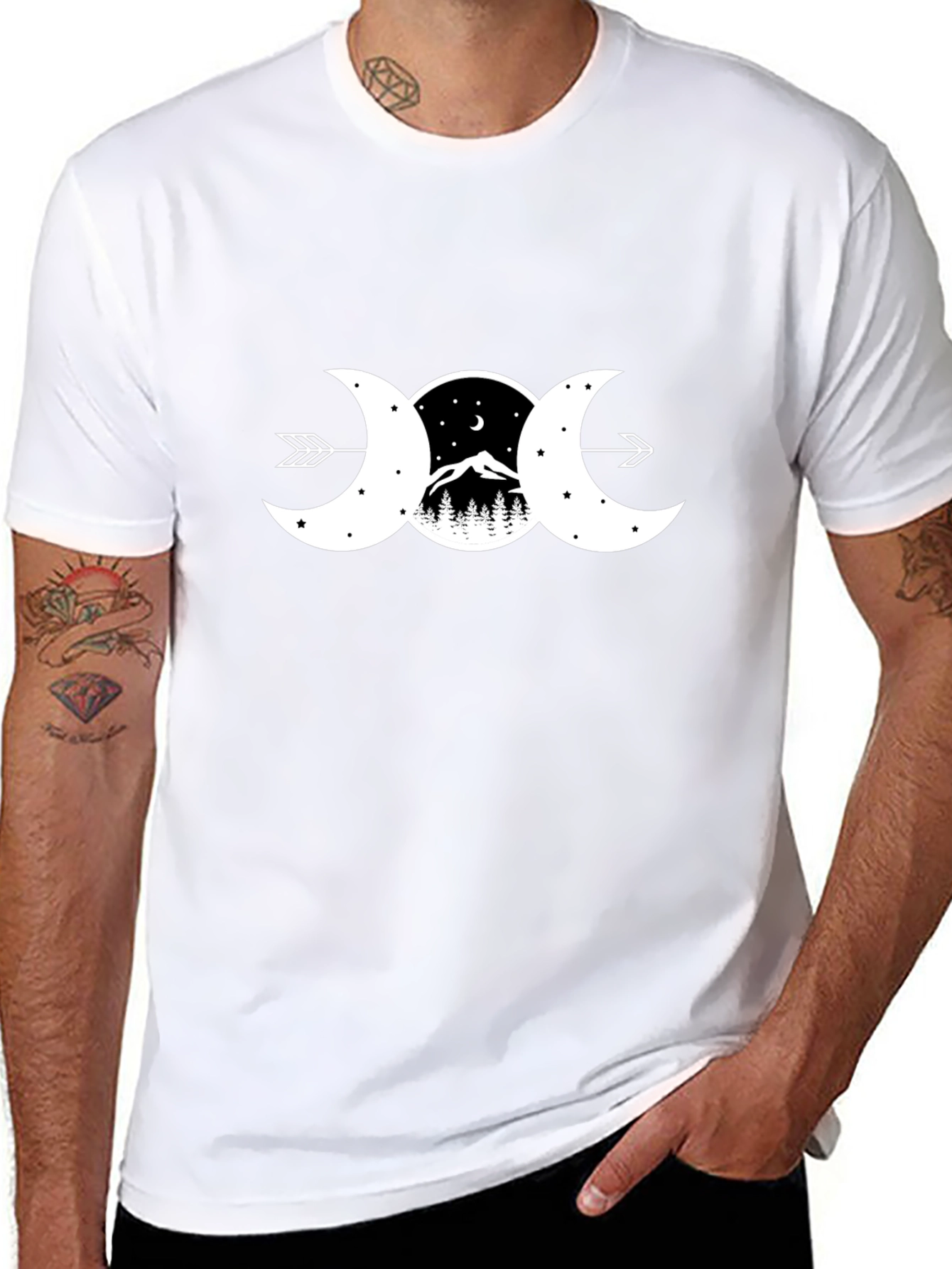 Triple Moon Goddess T-Shirt - Nature Design