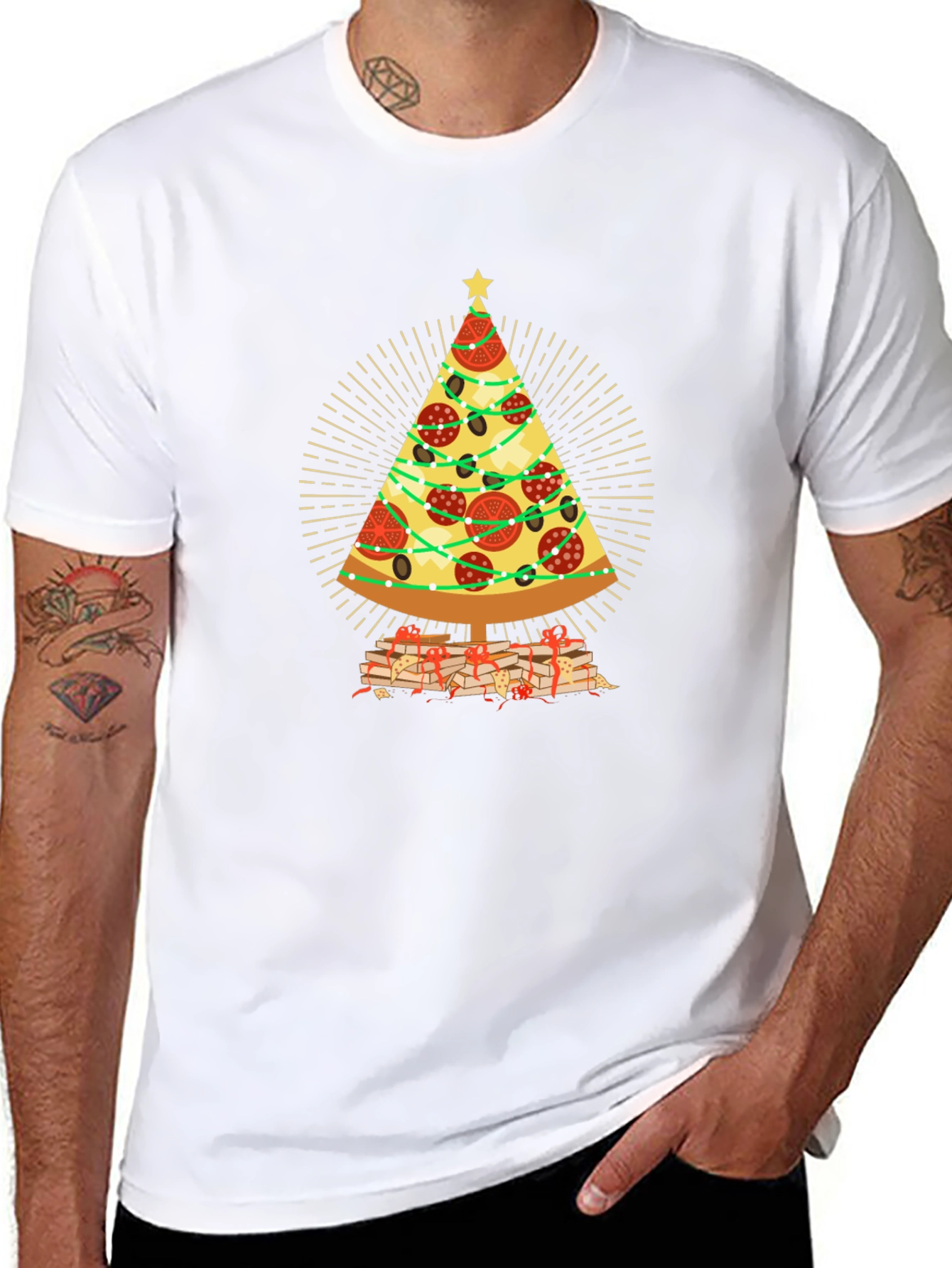 Pizza Christmas Tree T-Shirt - Holiday Gift