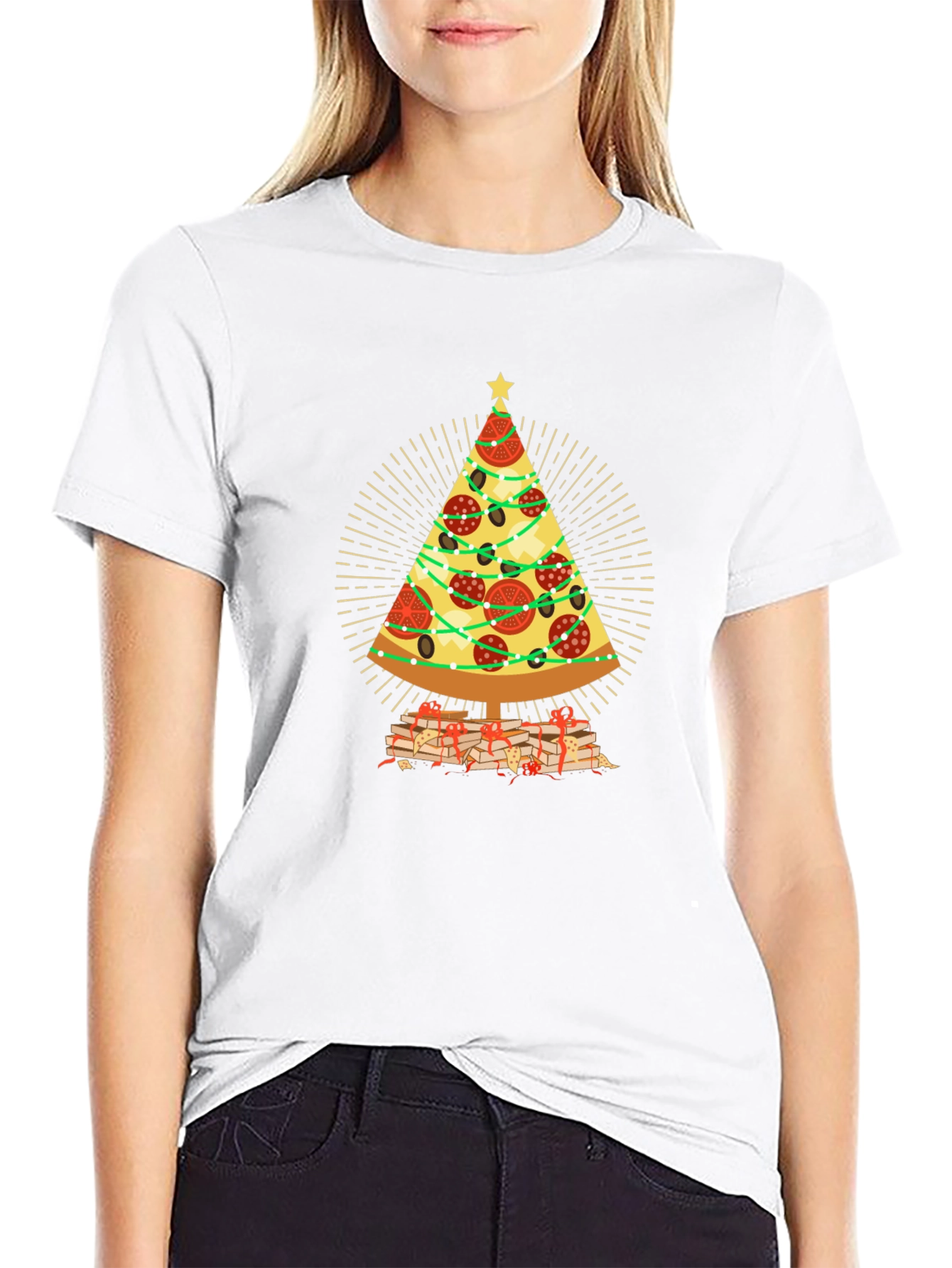 Pizza Christmas Tree T-Shirt - Holiday Gift