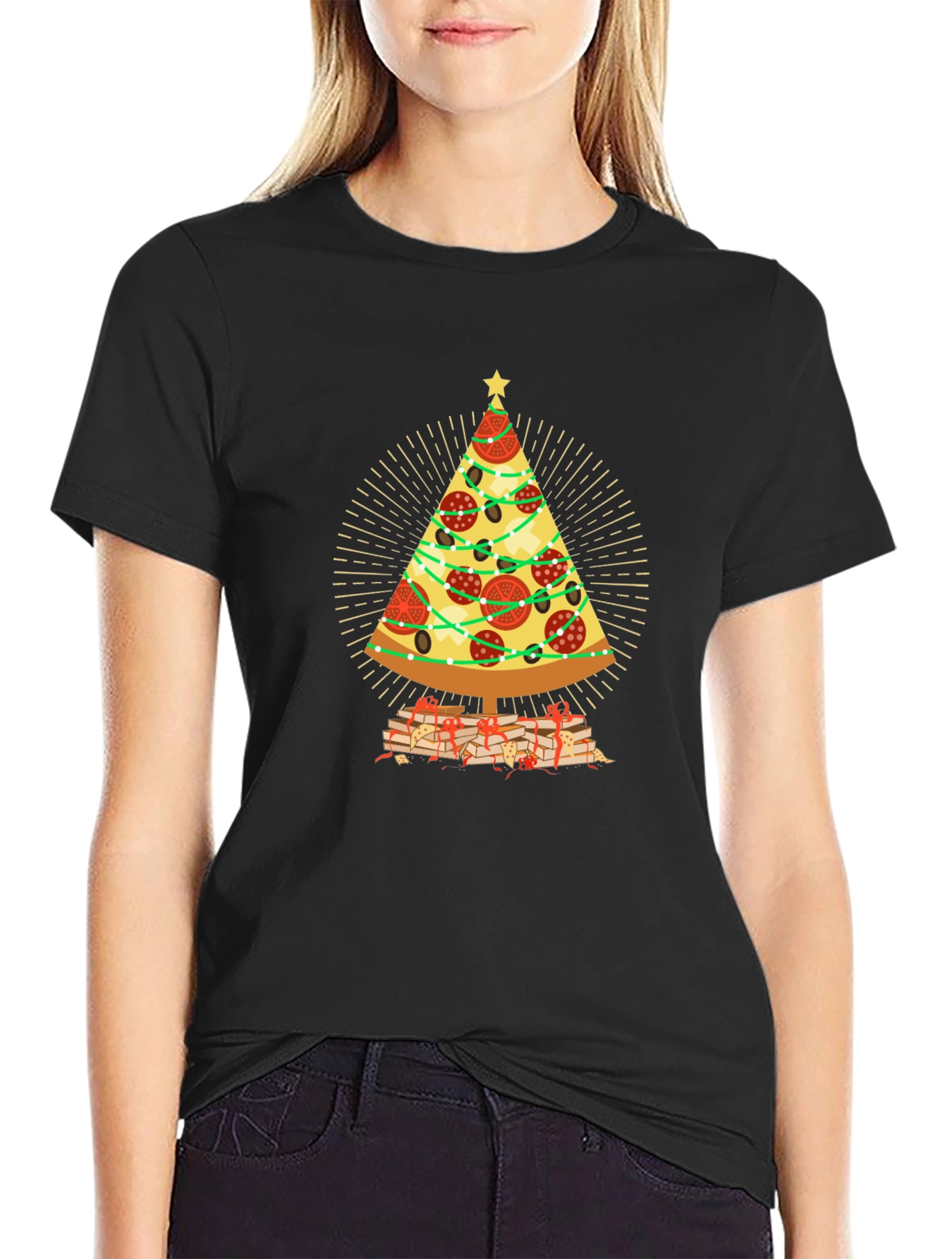 Pizza Christmas Tree T-Shirt - Holiday Gift