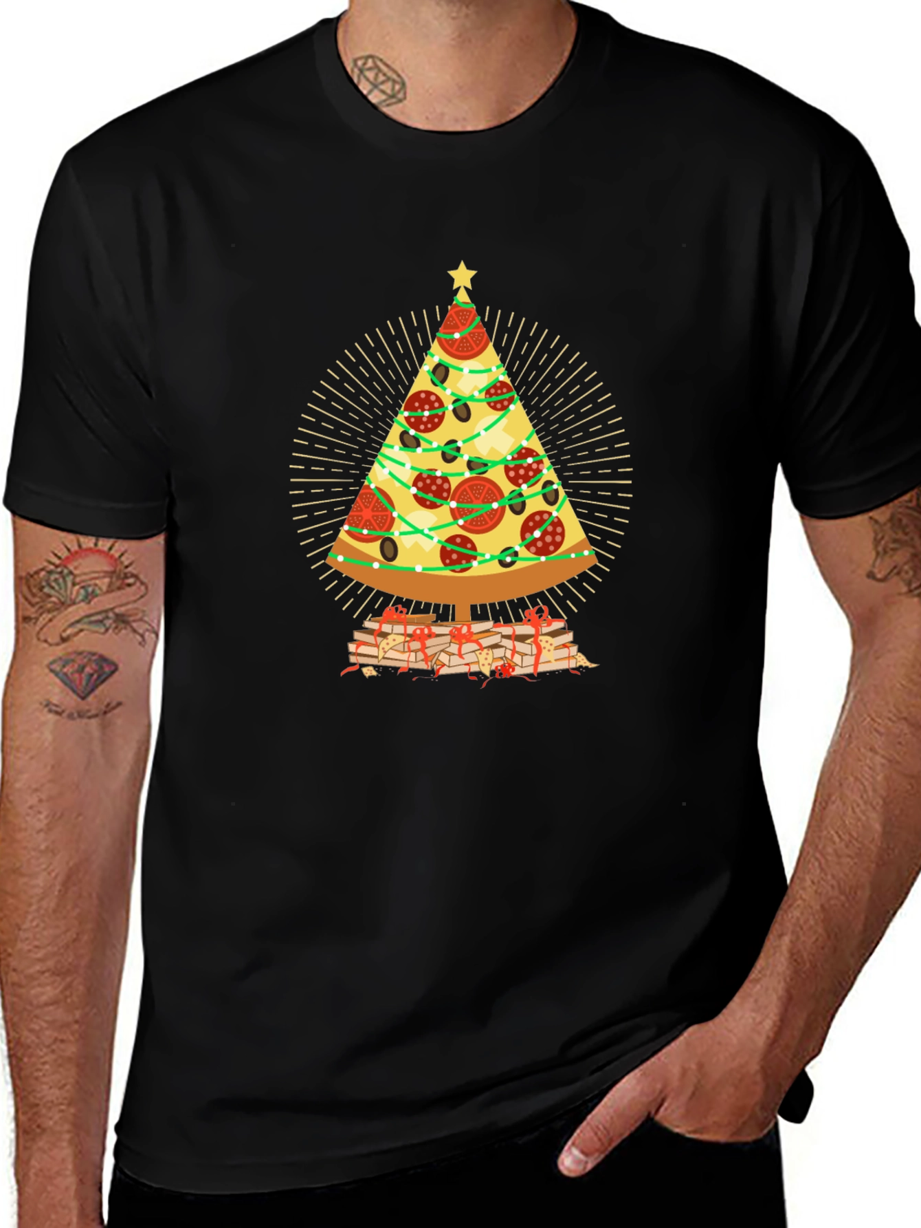 Pizza Christmas Tree T-Shirt - Holiday Gift
