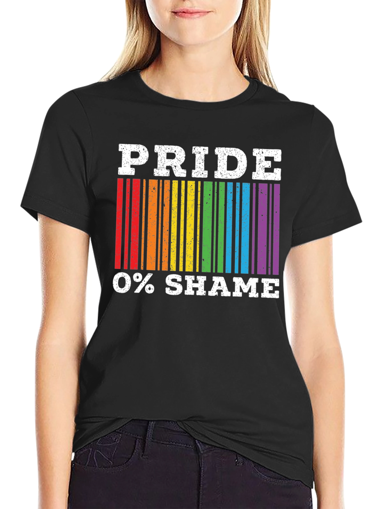 Pride 0% Shame T-Shirt LGBT Rainbow Barcode