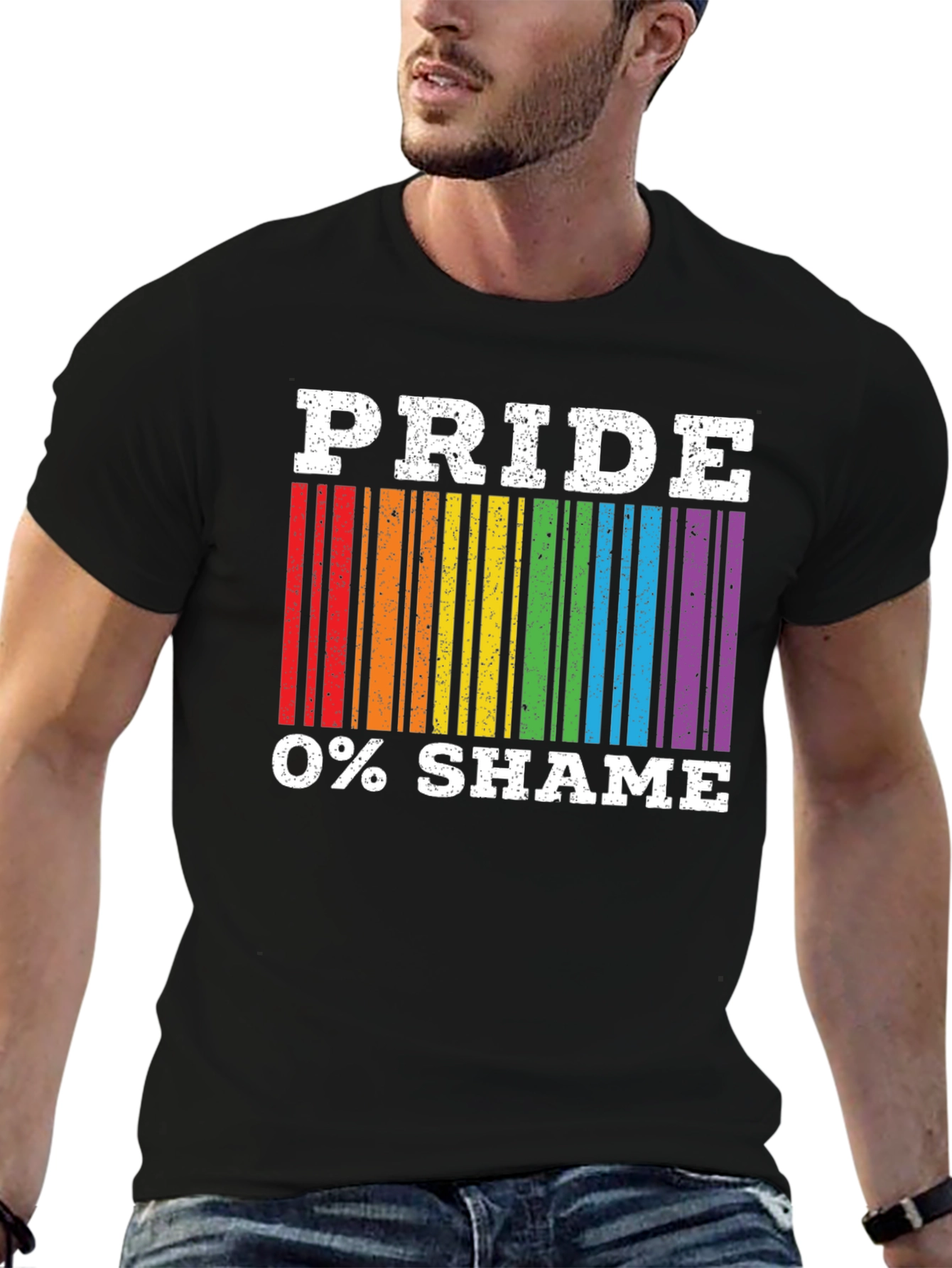 Pride 0% Shame T-Shirt LGBT Rainbow Barcode