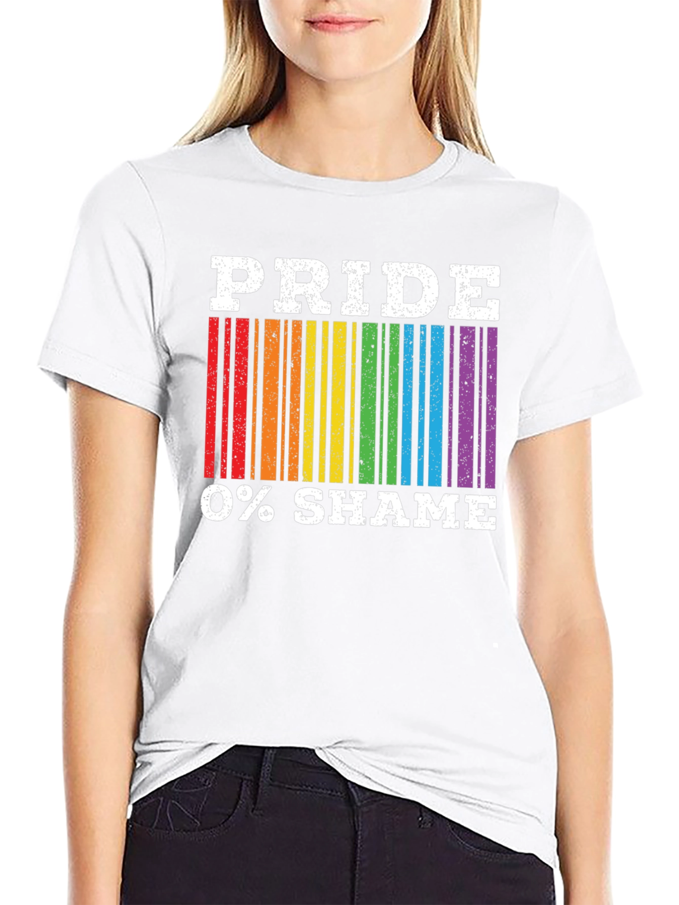 Pride 0% Shame T-Shirt LGBT Rainbow Barcode