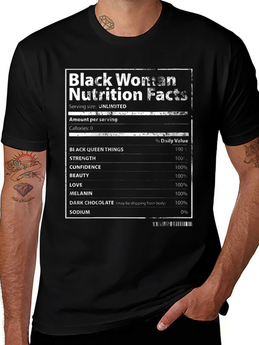 Black Woman Nutrition Facts T-Shirt