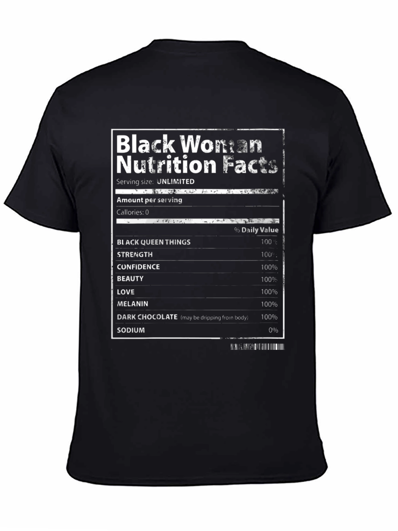 Black Woman Nutrition Facts T-Shirt
