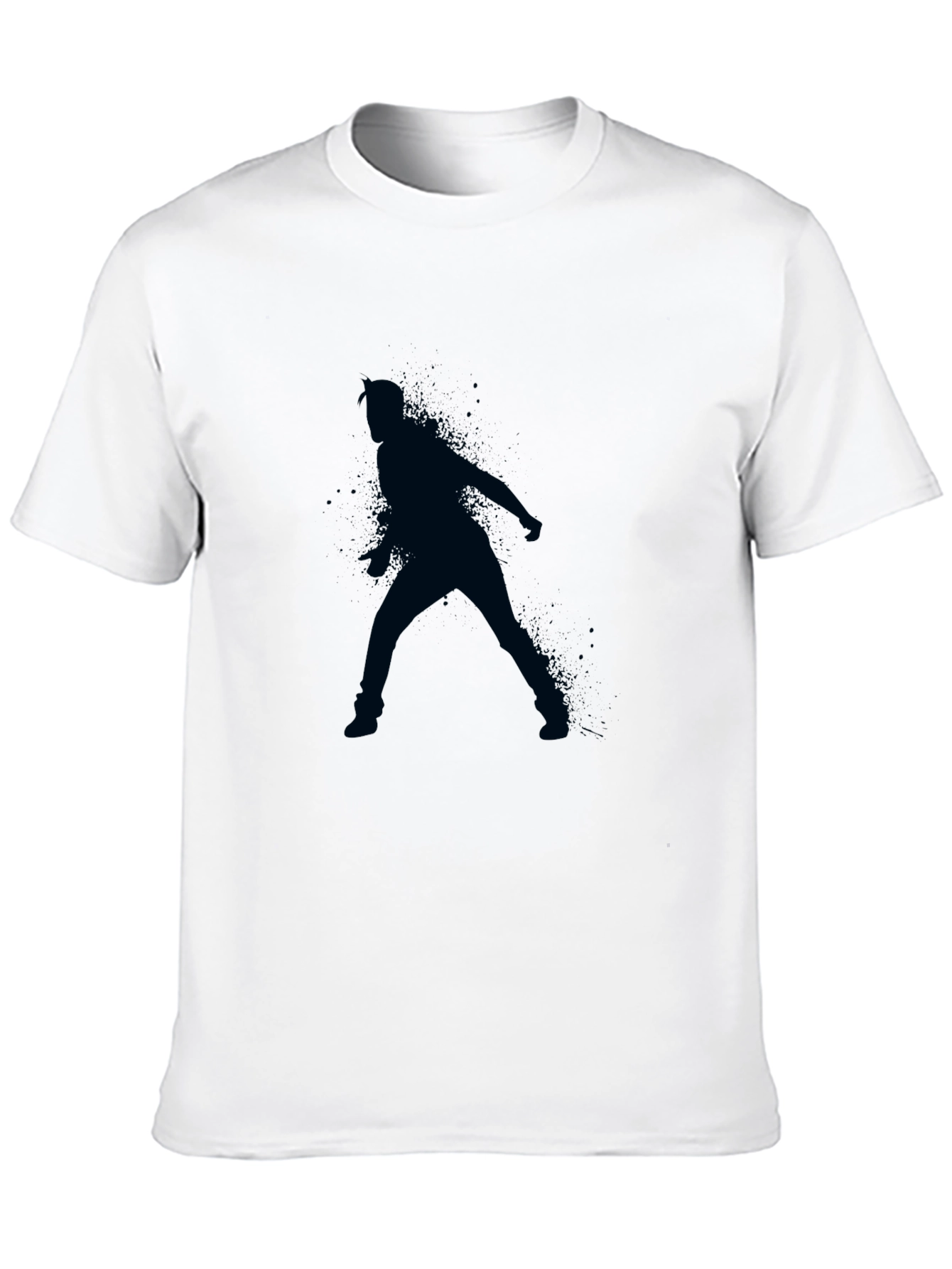 Black T-Shirt with Dancer Silhouette Print