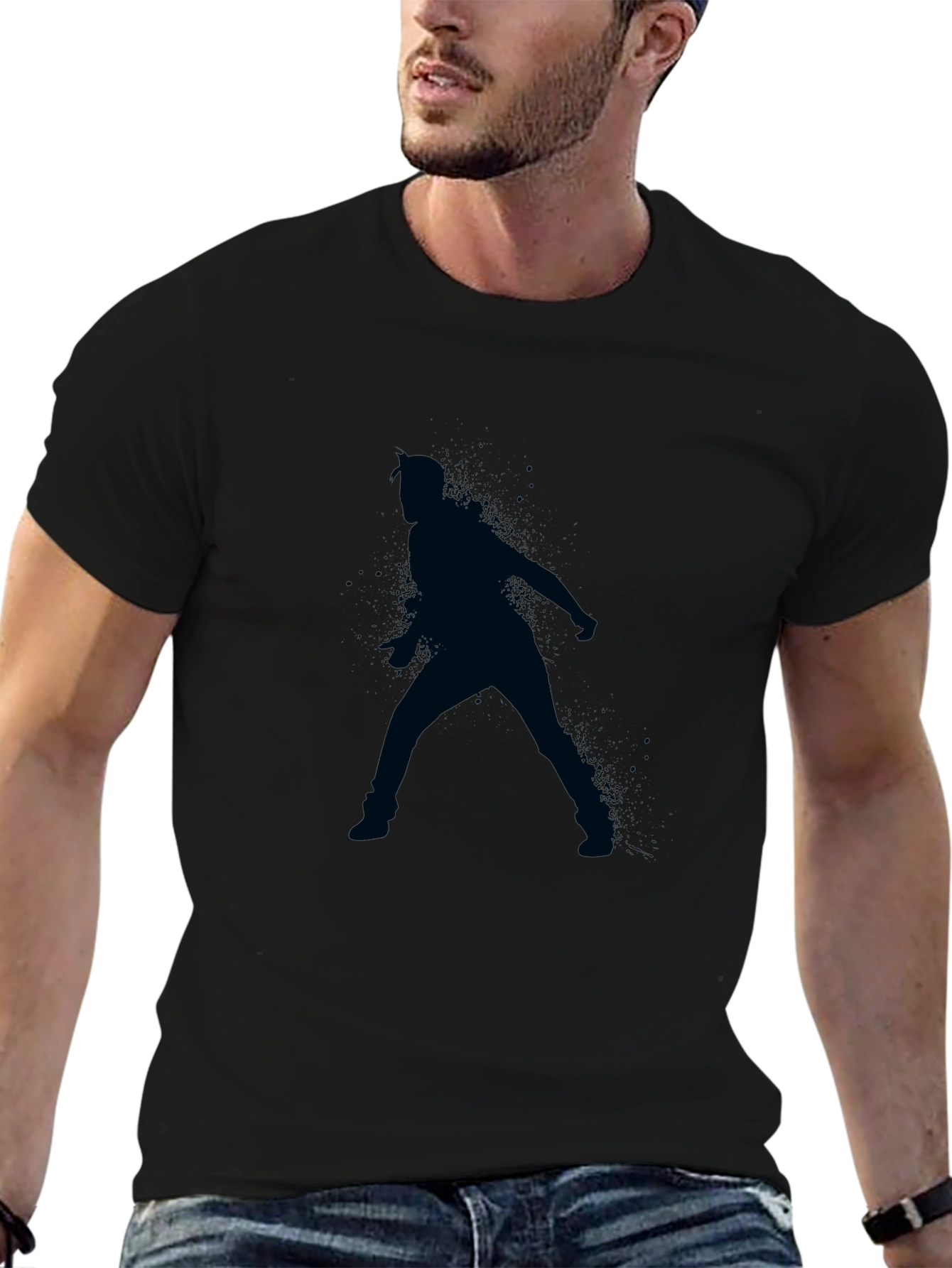 Black T-Shirt with Dancer Silhouette Print