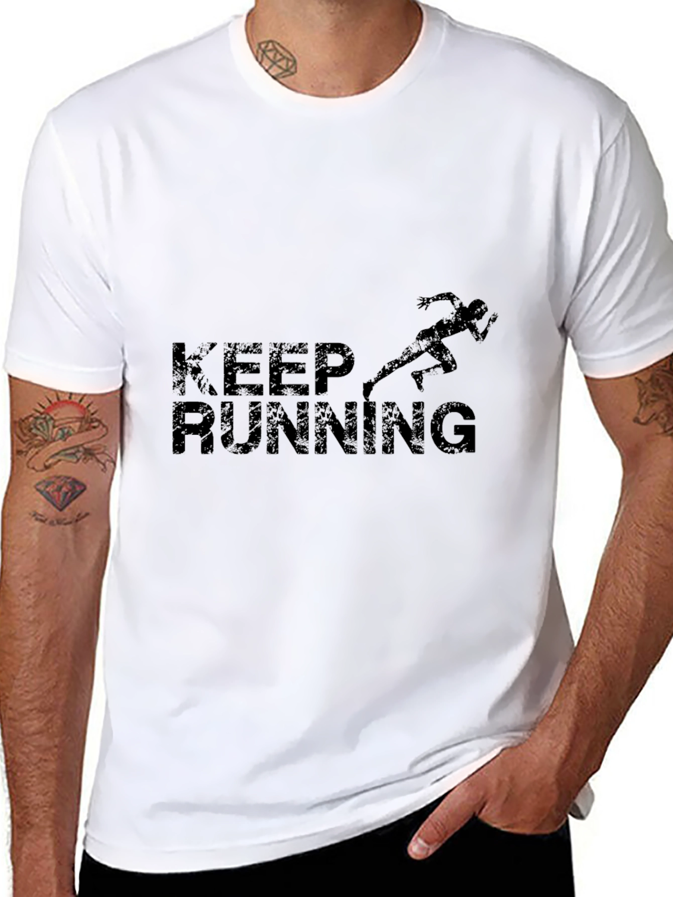 Keep Running T-Shirt - Black Athletic Design