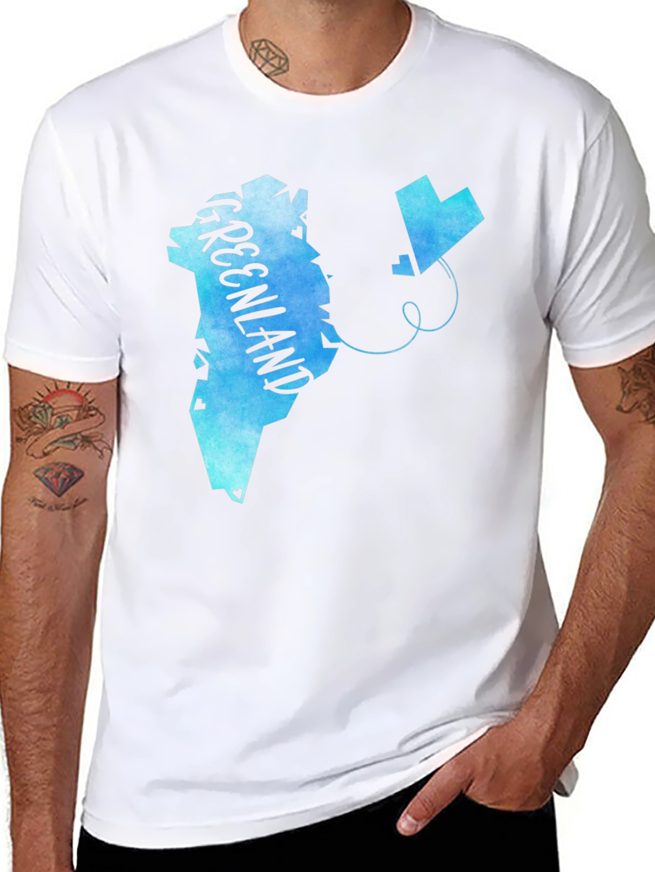 Greenland Map Kite Graphic Black T-Shirt