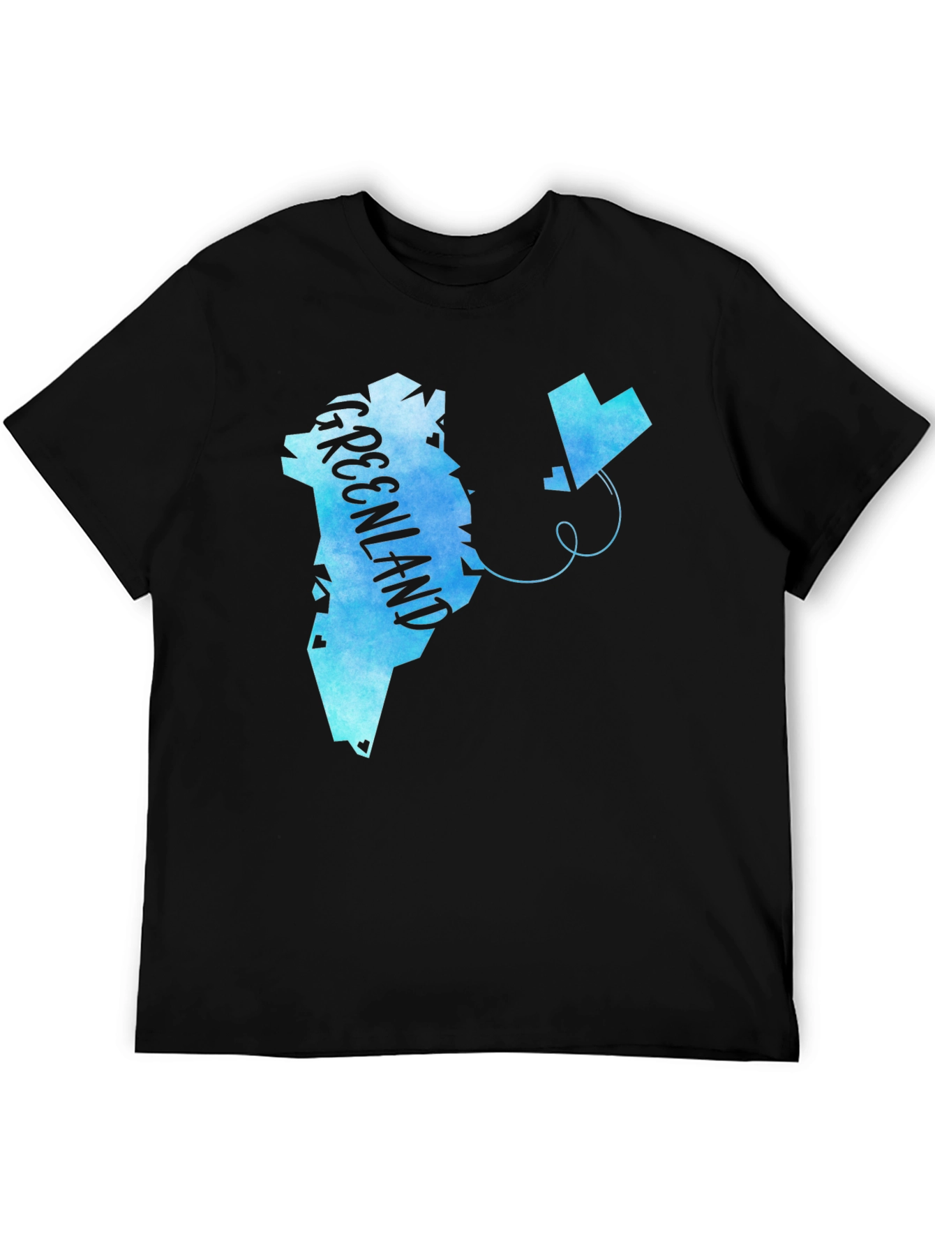 Greenland Map Kite Graphic Black T-Shirt