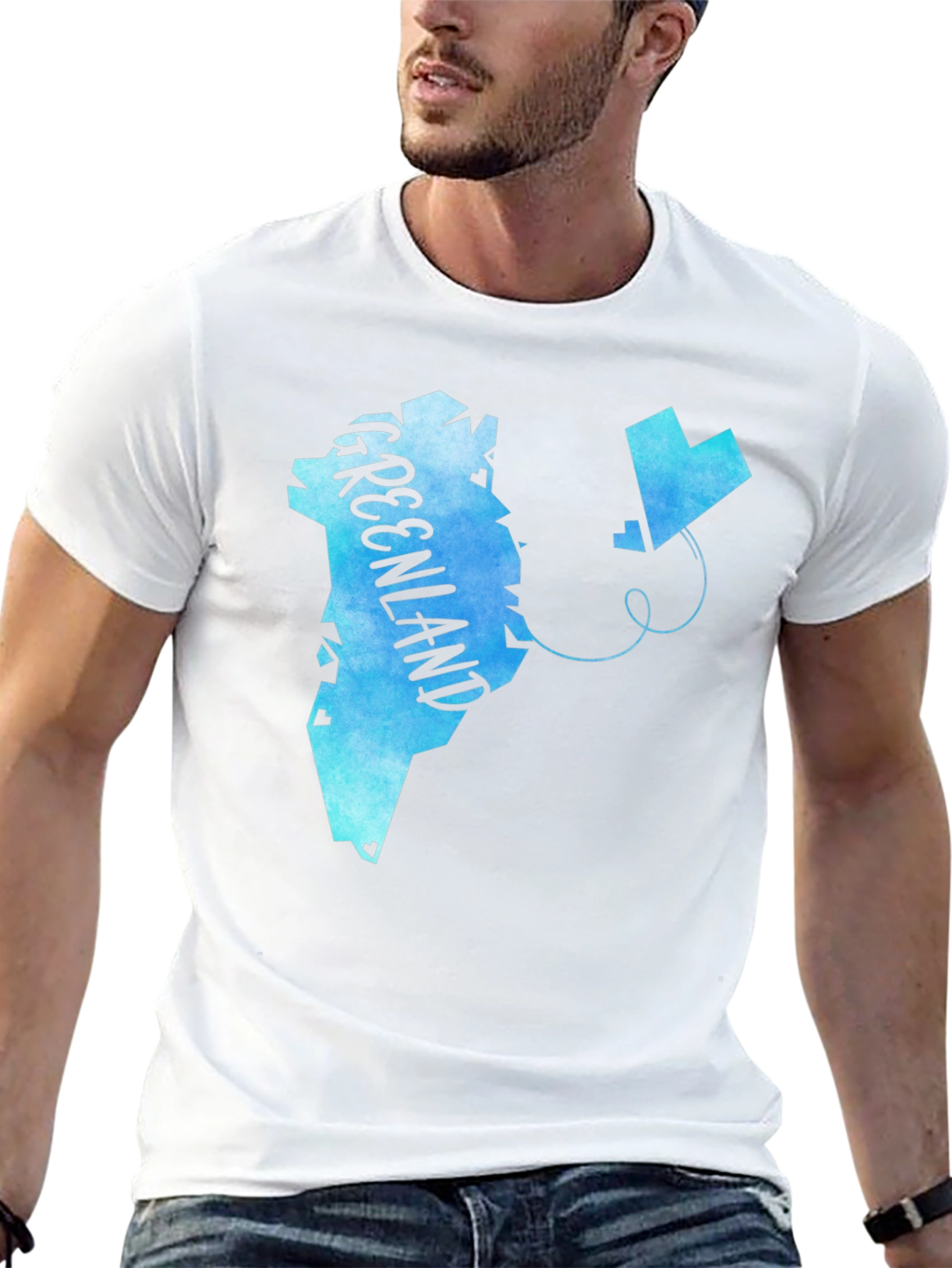 Greenland Map Kite Graphic Black T-Shirt