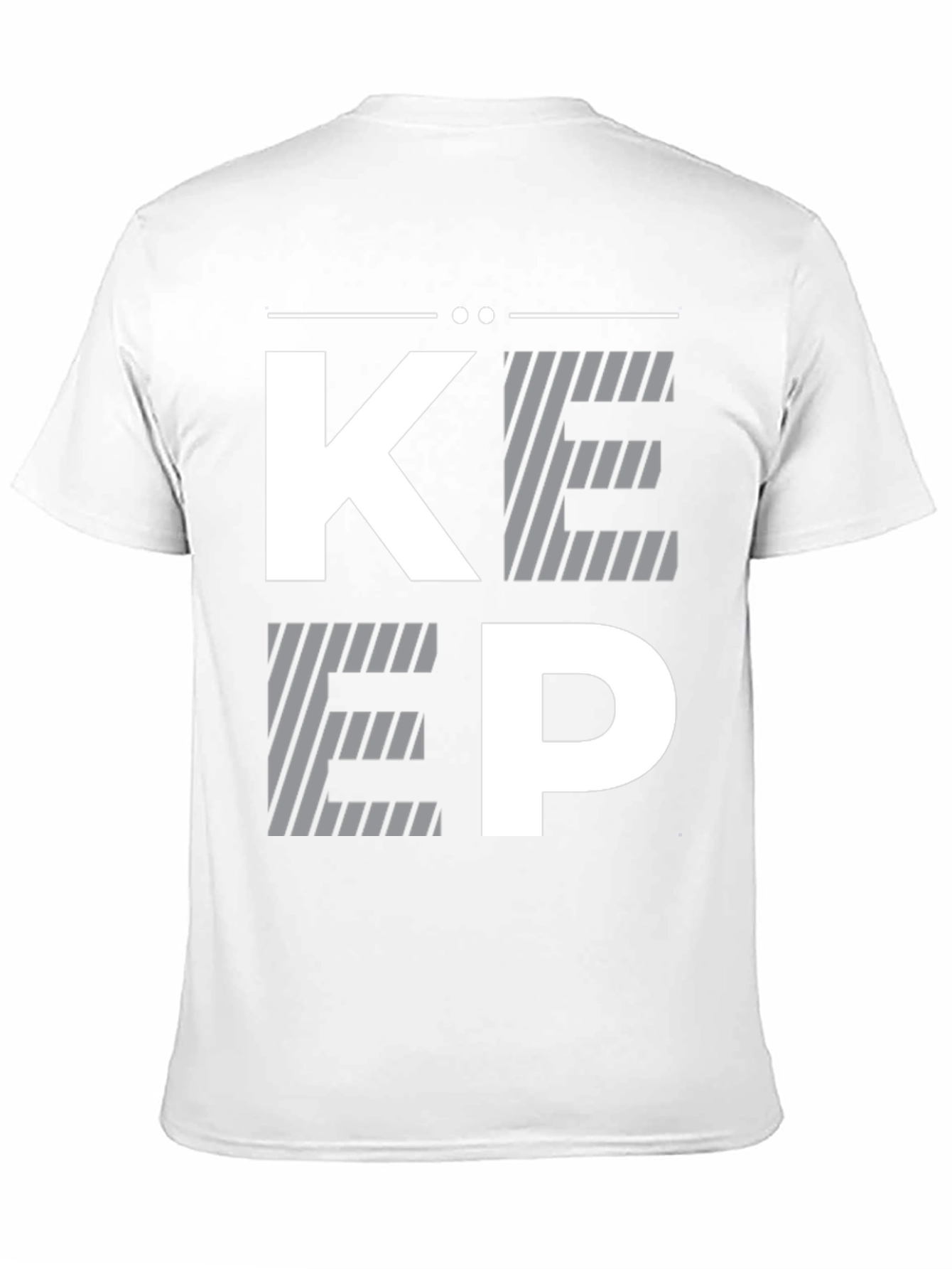 Modern Striped KEEP Graphic Print Black T-Shirt