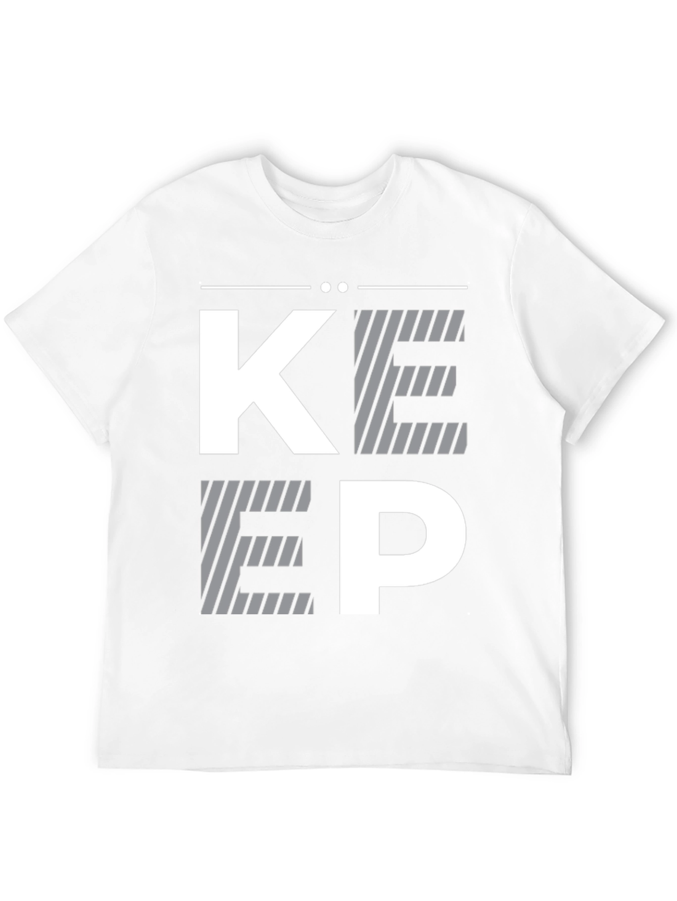 Modern Striped KEEP Graphic Print Black T-Shirt