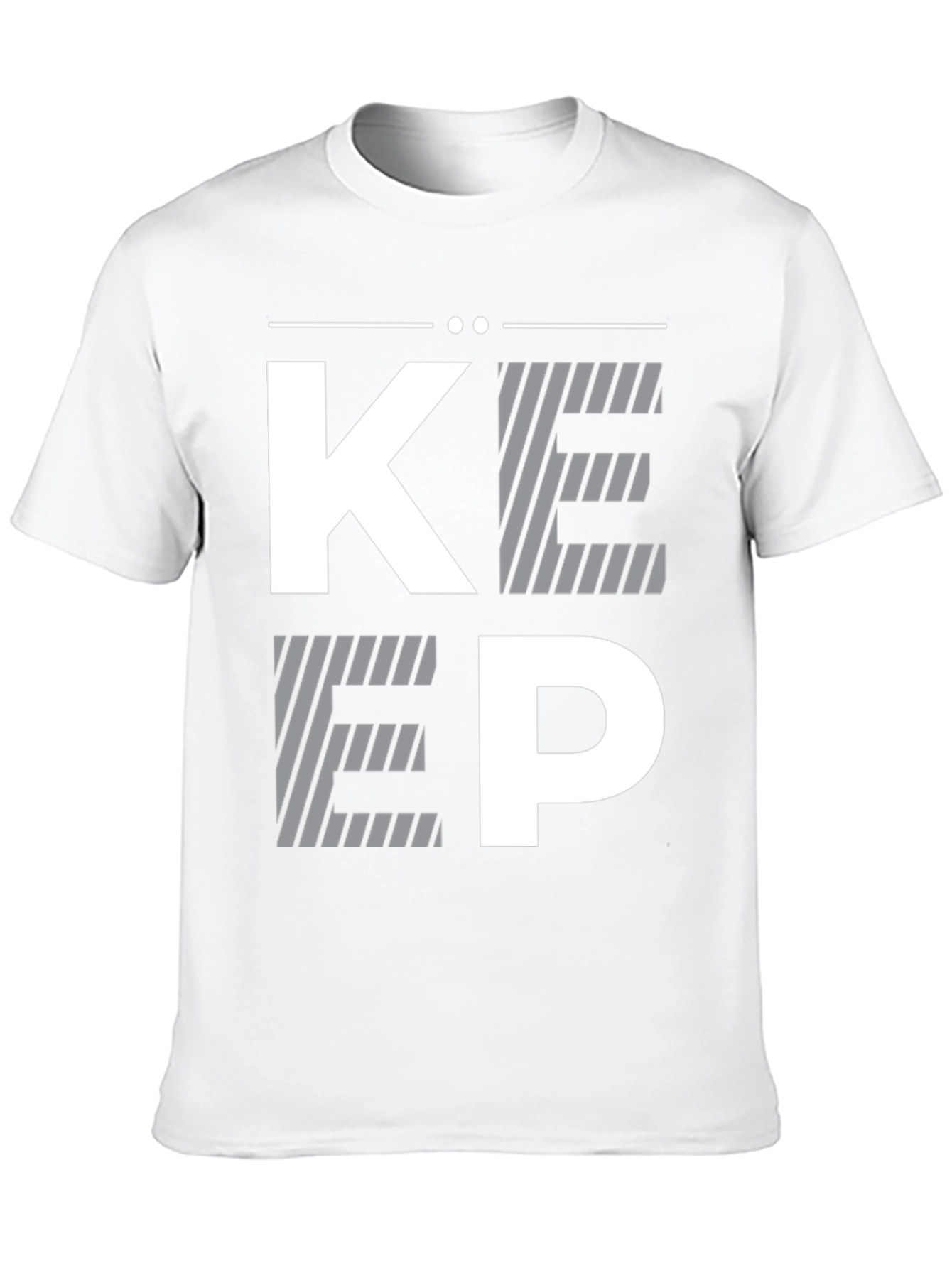 Modern Striped KEEP Graphic Print Black T-Shirt