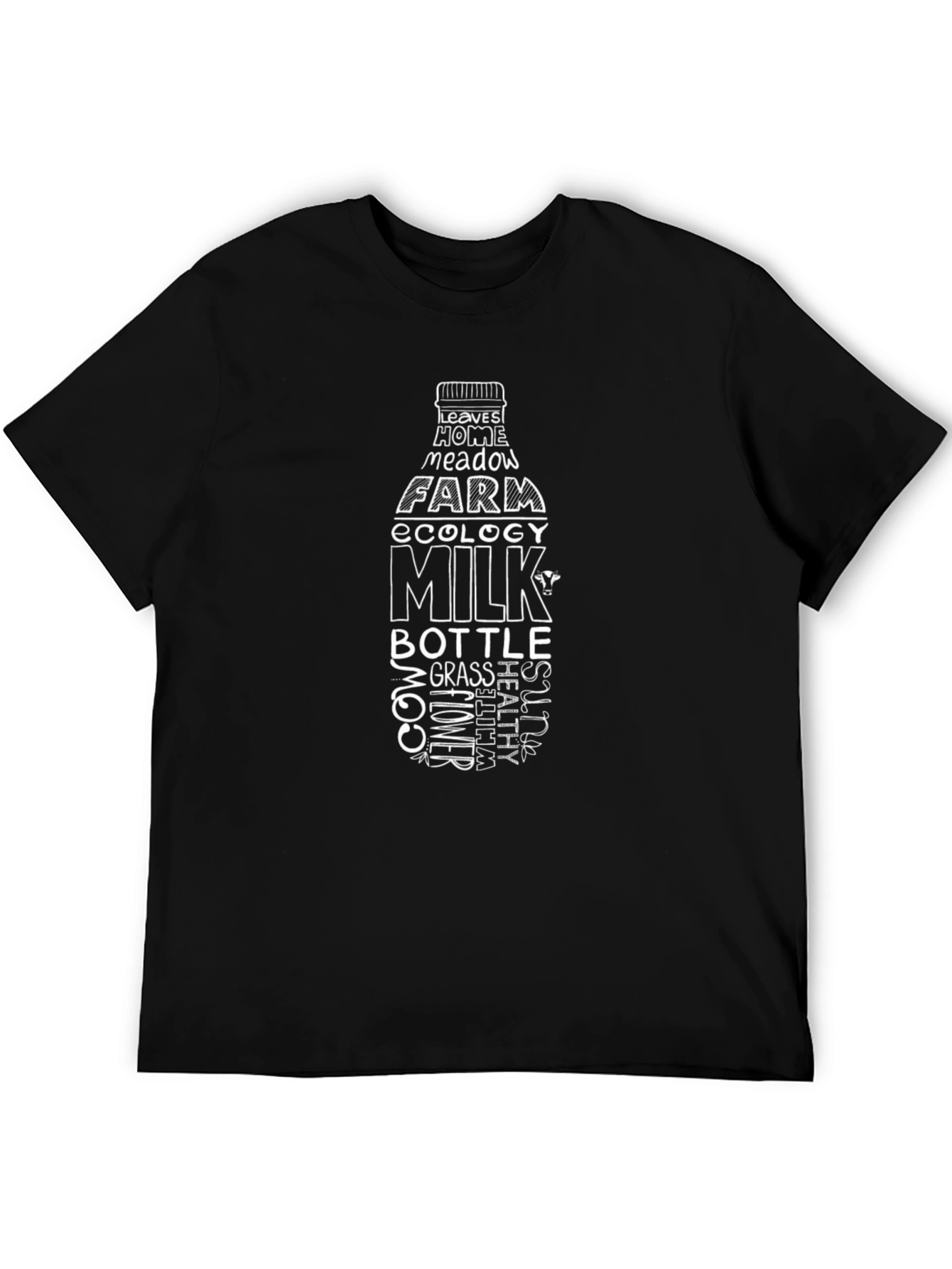 Milk Bottle Graphic T-Shirt - Ecology Farm Theme