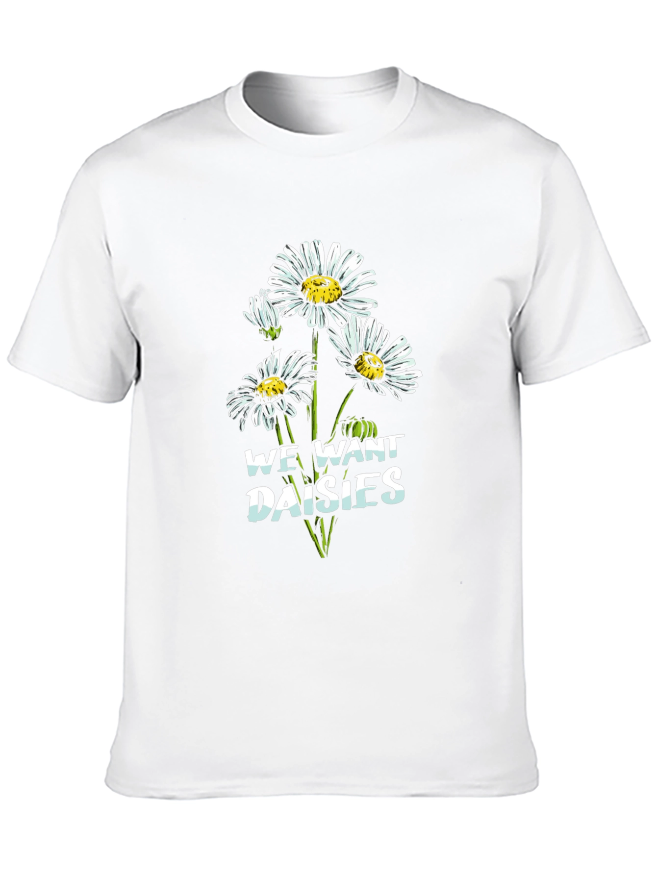 We Want Daisies Graphic Tee - Black Cotton T-Shirt