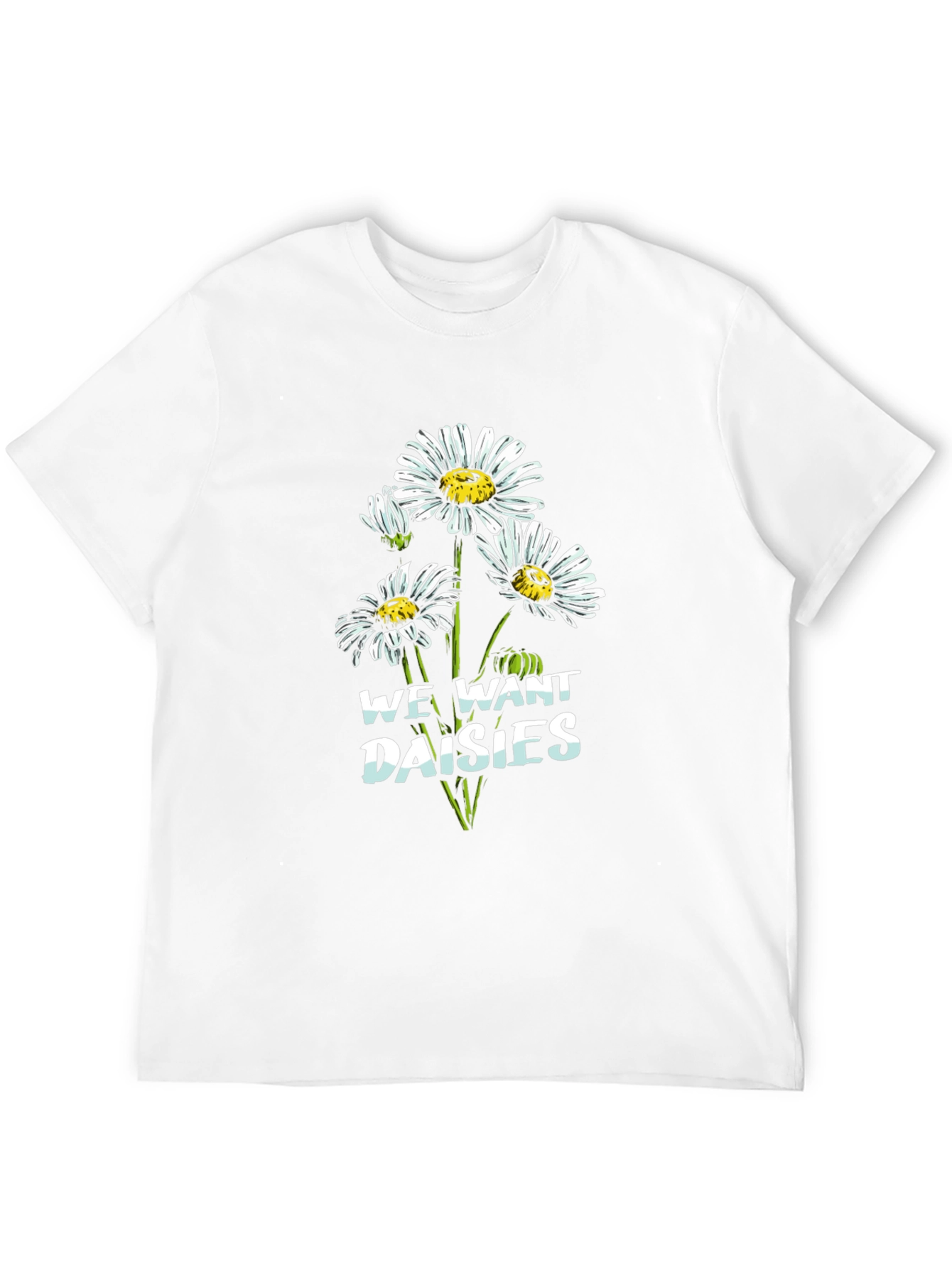 We Want Daisies Graphic Tee - Black Cotton T-Shirt