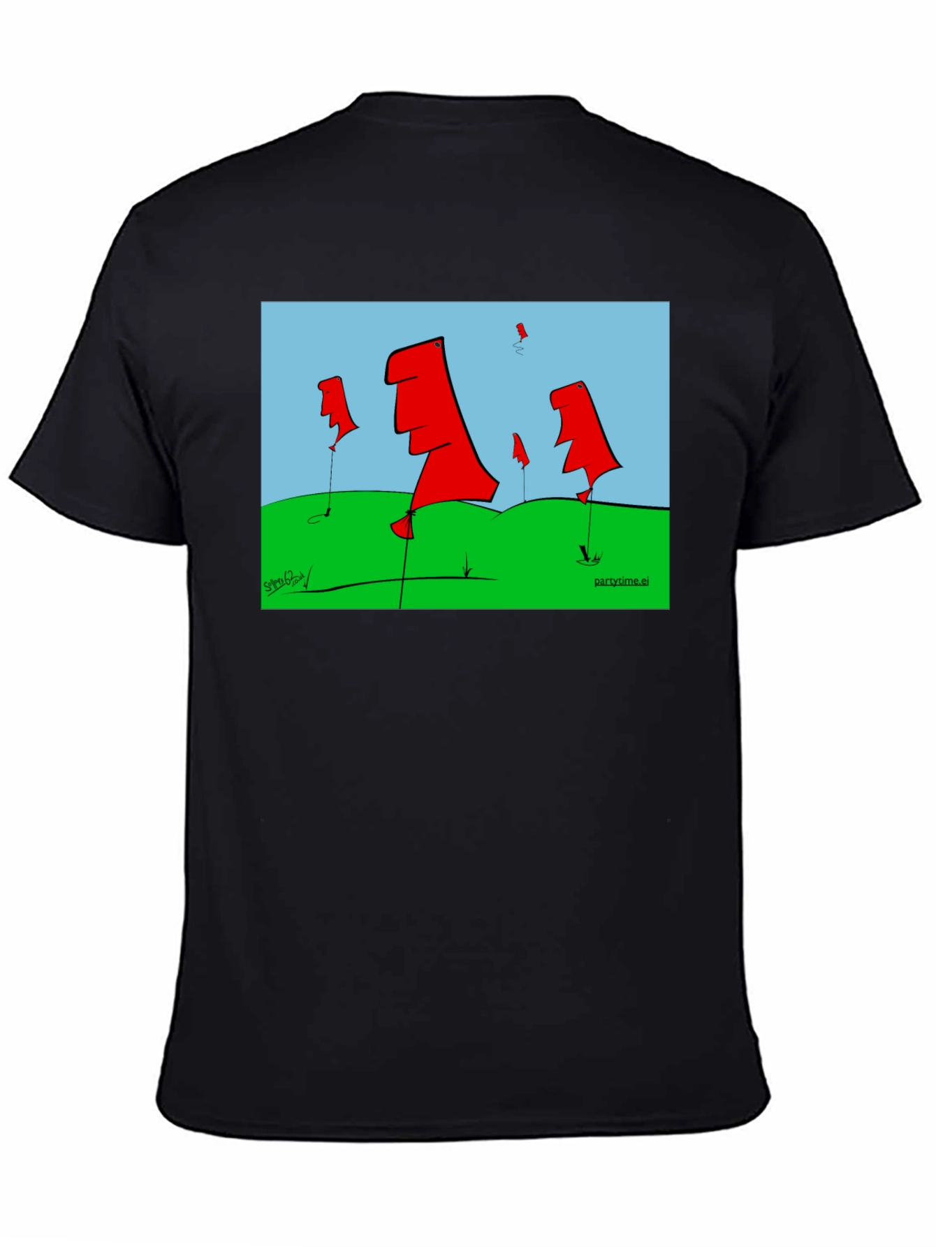 Abstract Flags Graphic Tee - Black