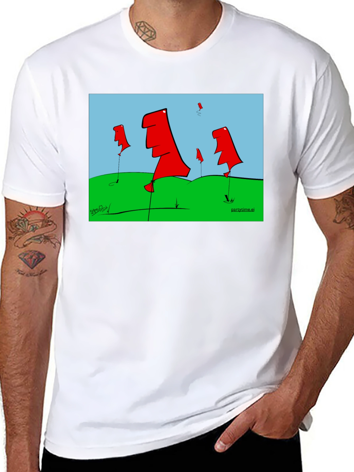 Abstract Flags Graphic Tee - Black