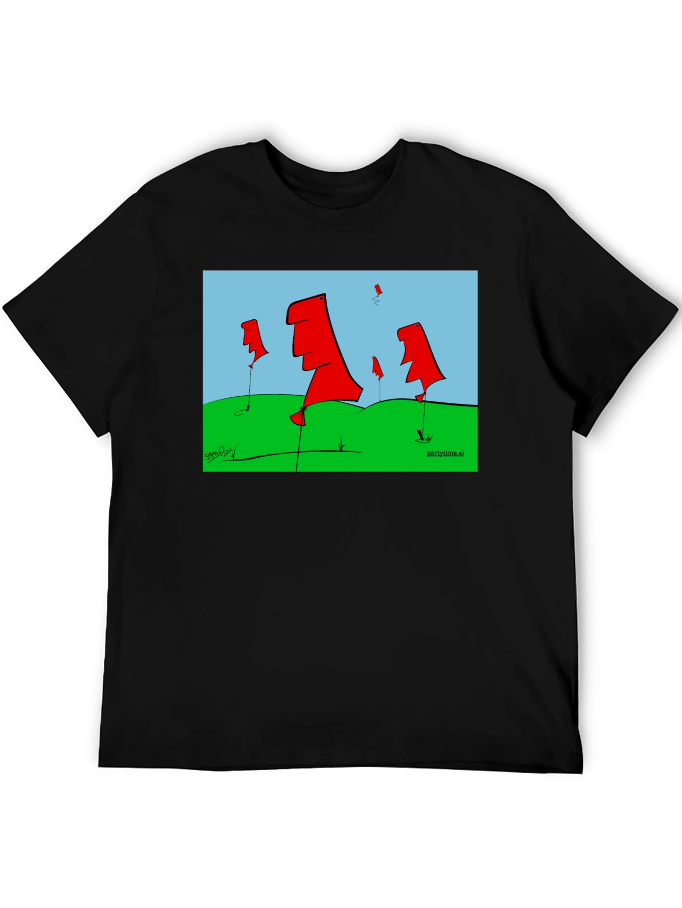 Abstract Flags Graphic Tee - Black