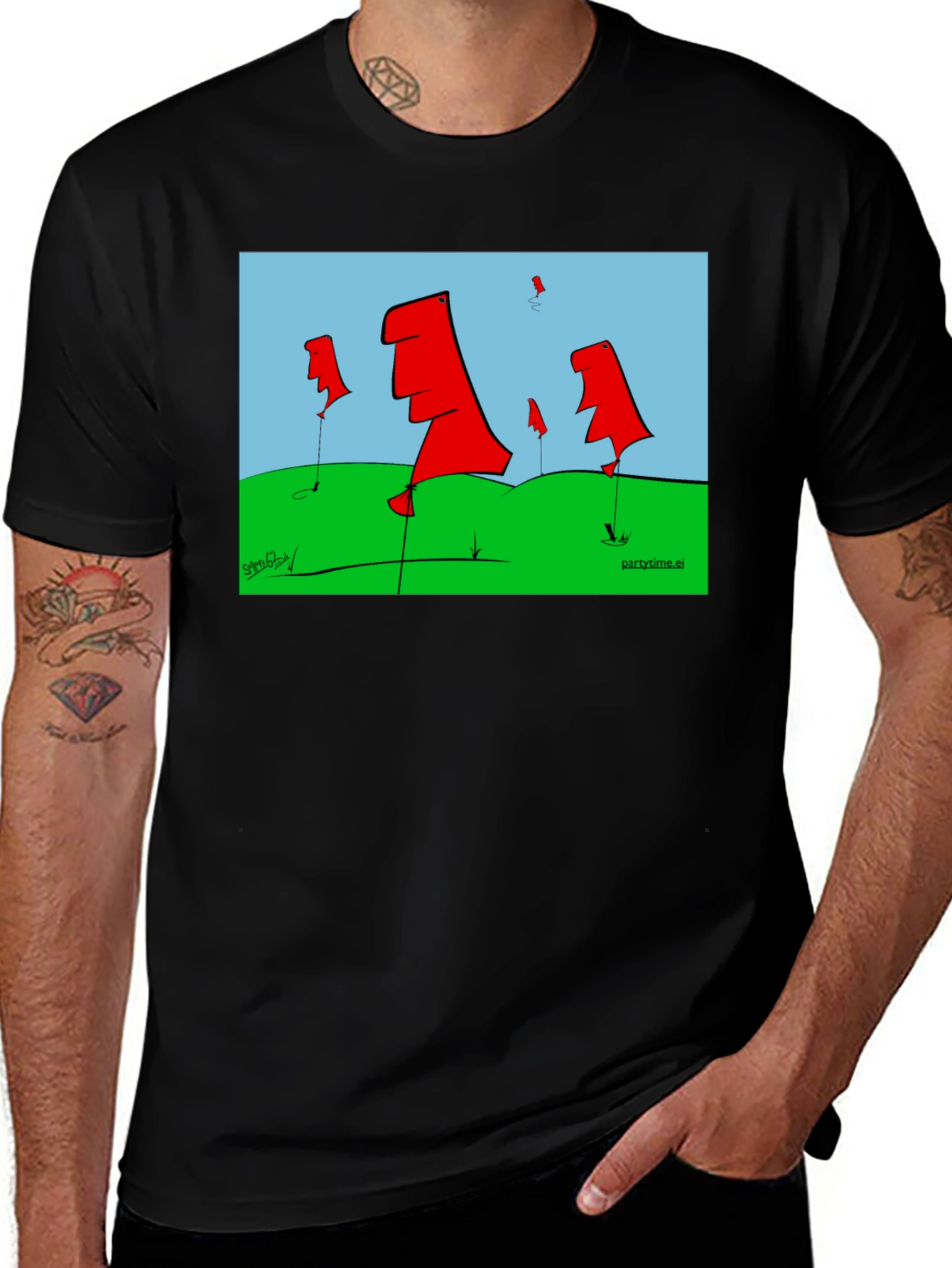 Abstract Flags Graphic Tee - Black