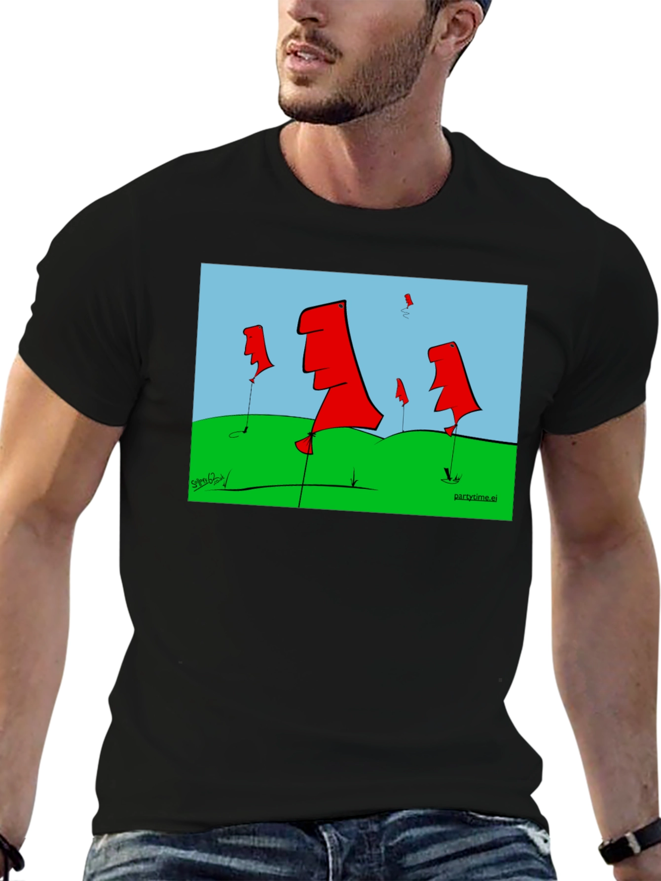 Abstract Flags Graphic Tee - Black