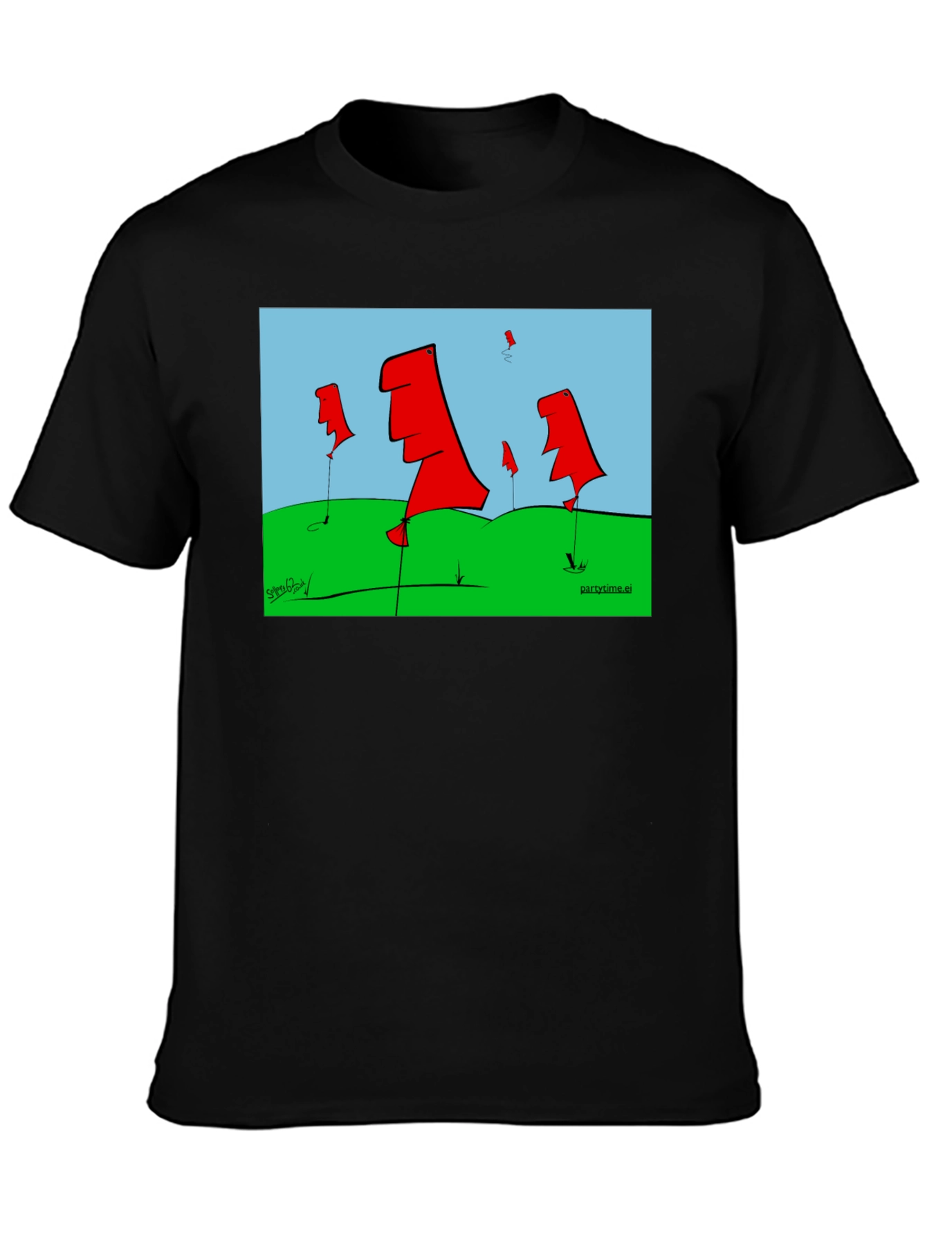 Abstract Flags Graphic Tee - Black