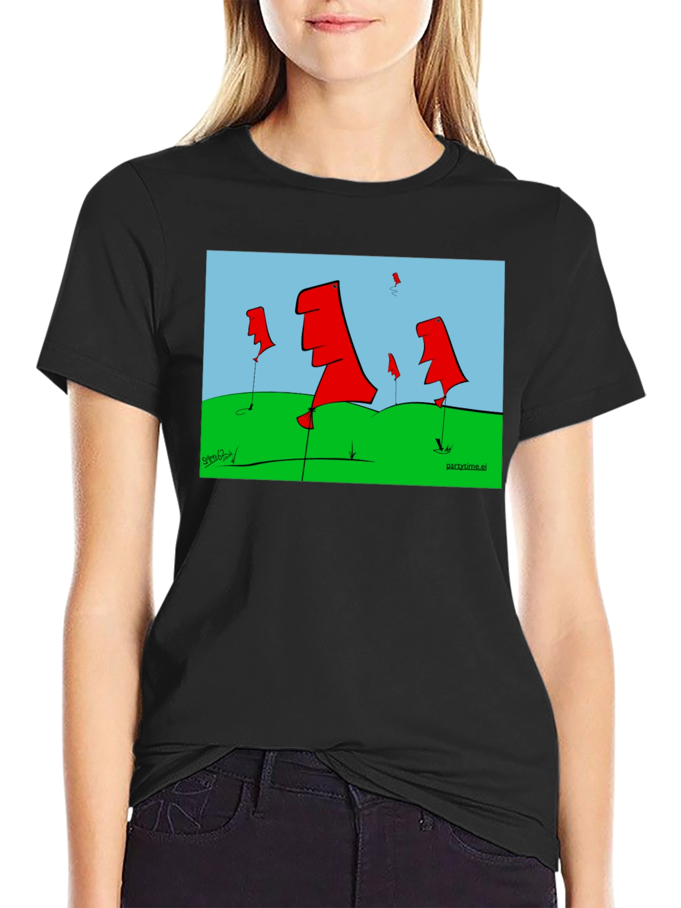 Abstract Flags Graphic Tee - Black