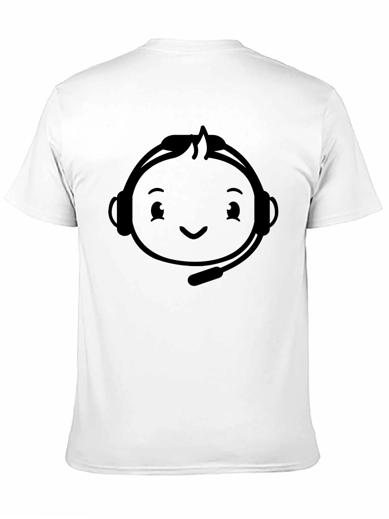 Black Gaming T-Shirt with Headset Cartoon Graphic