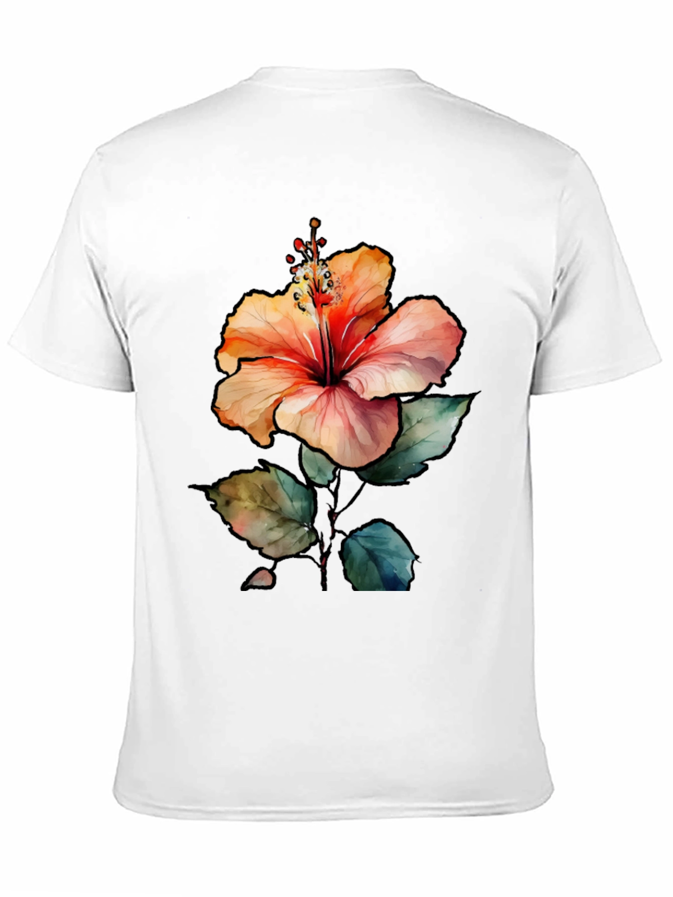 Hibiscus Flower Graphic Black T-Shirt