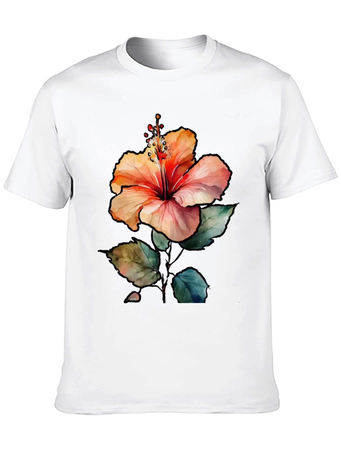 Hibiscus Flower Graphic Black T-Shirt