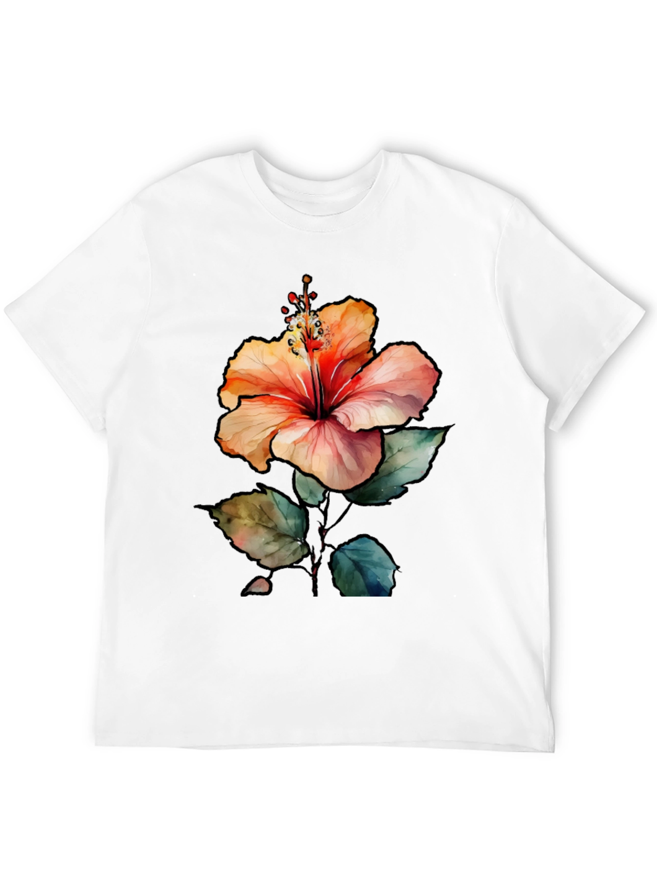 Hibiscus Flower Graphic Black T-Shirt