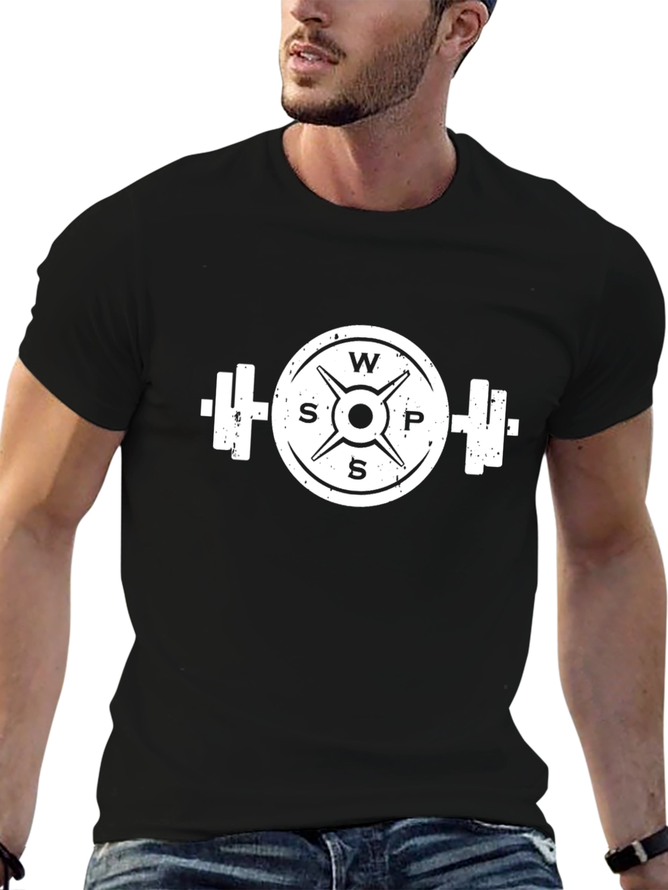 Workout T-Shirt: Weight Plate Barbell Design