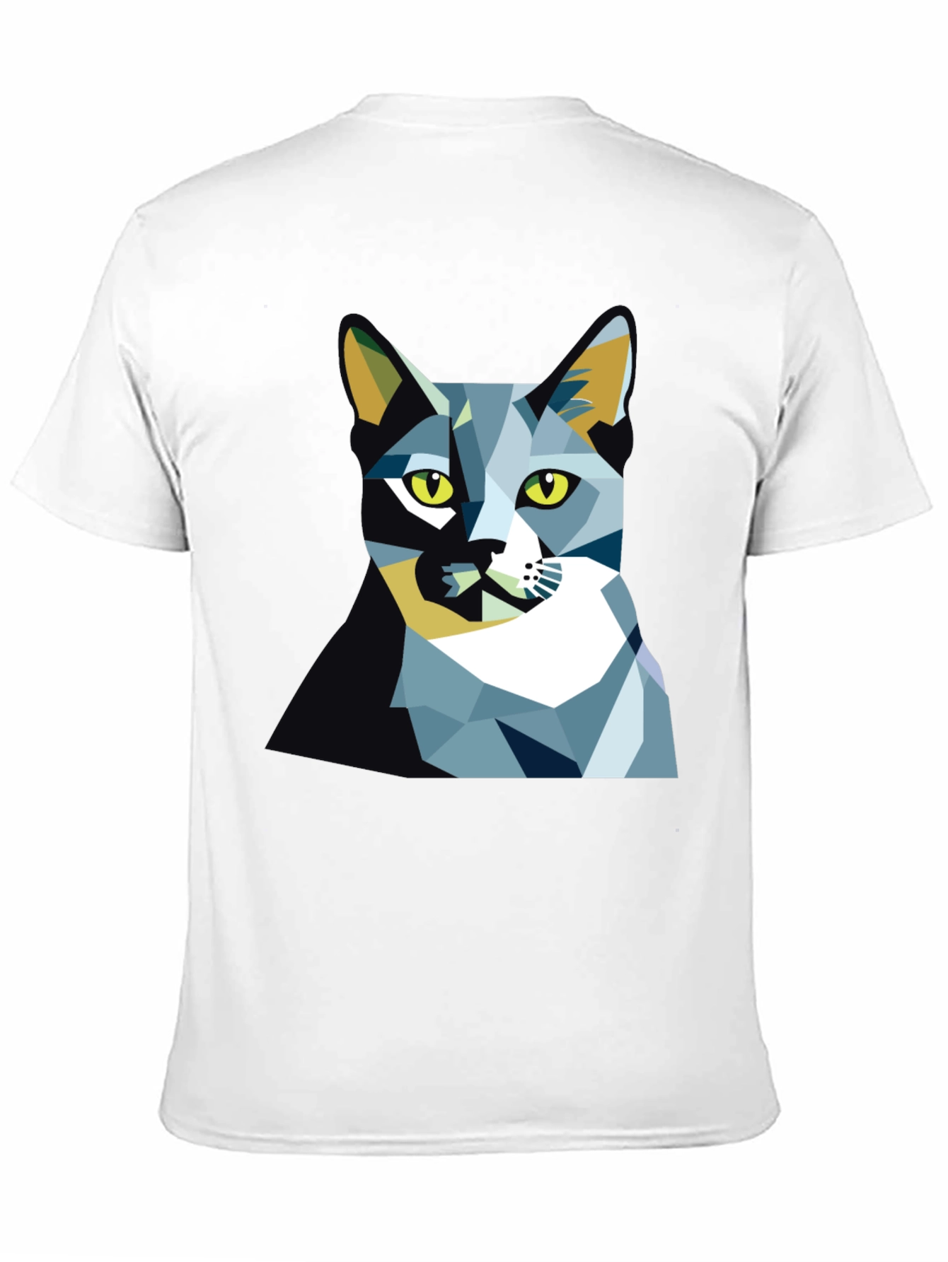 Geometric Cat Graphic Tee - Modern Art Shirt