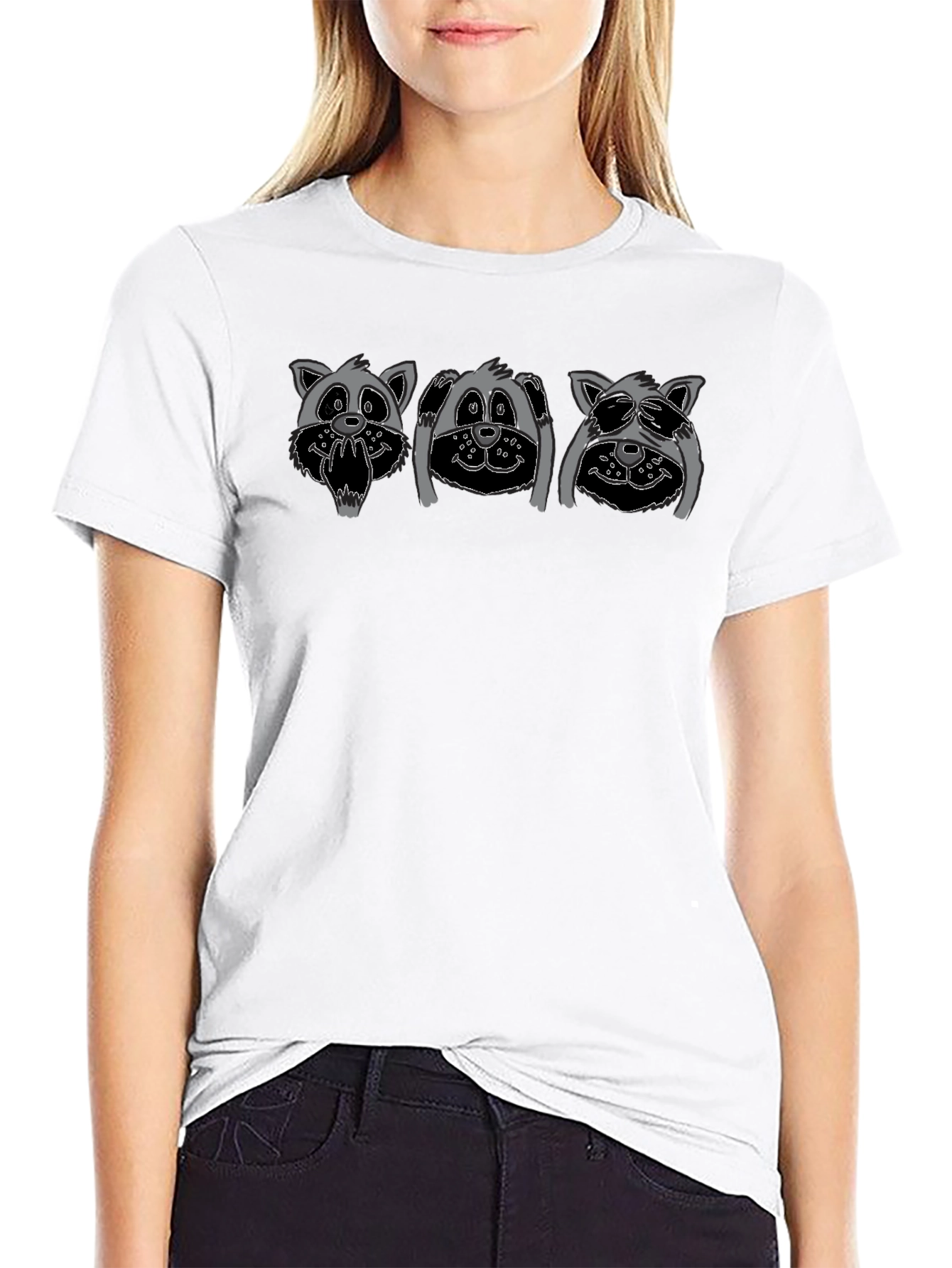 Hear See Speak No Evil Raccoon Graphic Tee
